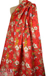 NY designer red botanical stretch cotton woven 1.625 yds
