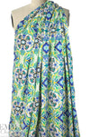CA designer medallion viscose challis - blue/green 1.625 yd