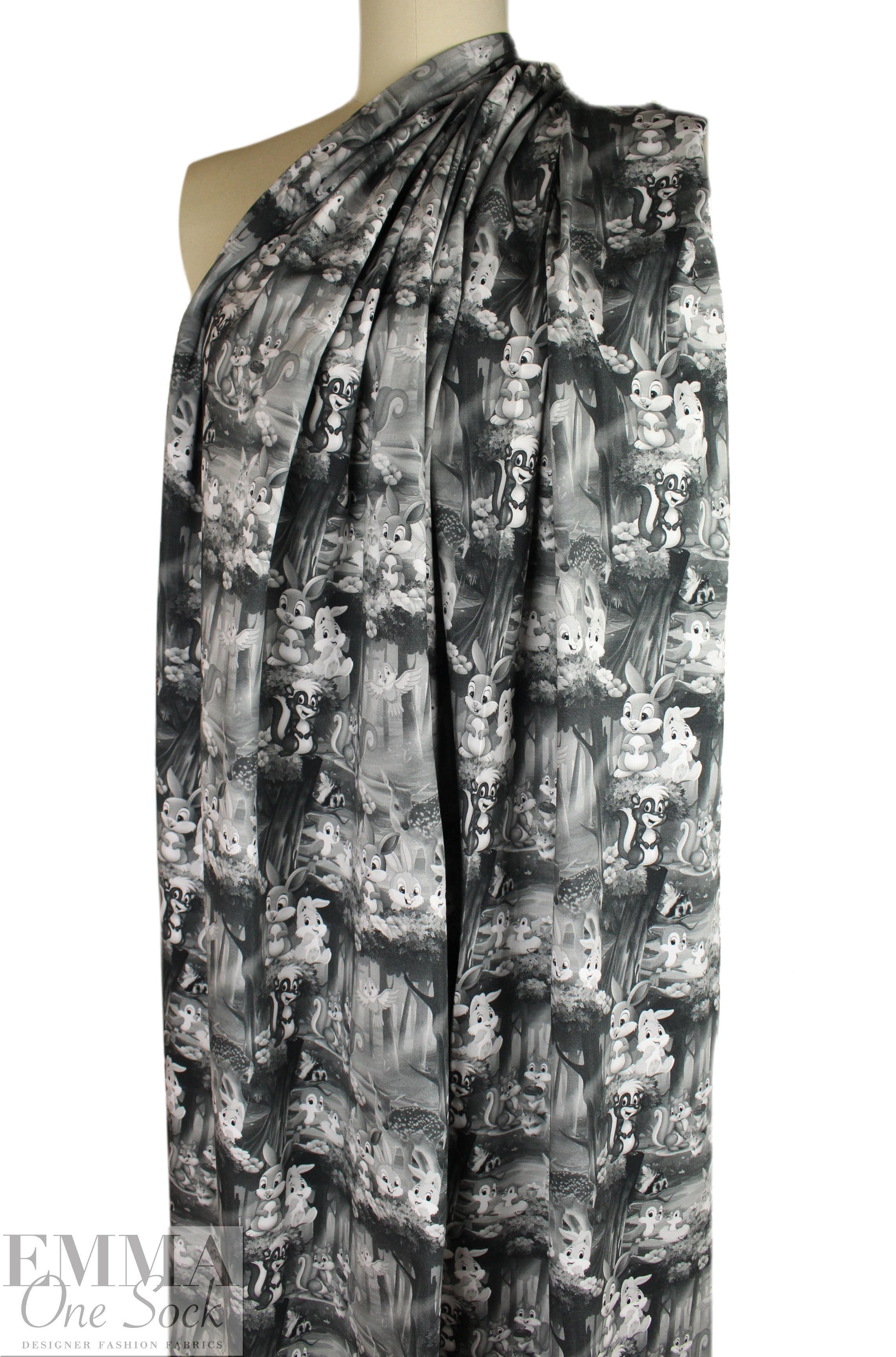 Dutch digital Bambi knit Oeko-Tex cert. - grayscale 1.25 yd