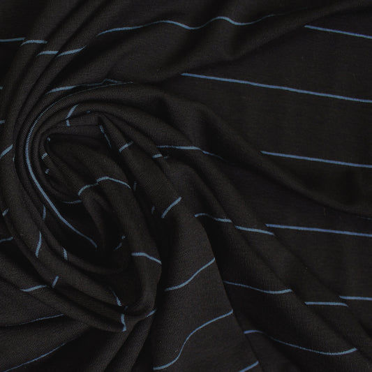 yarn-dyed viscose/spandex jersey - black/bluestone