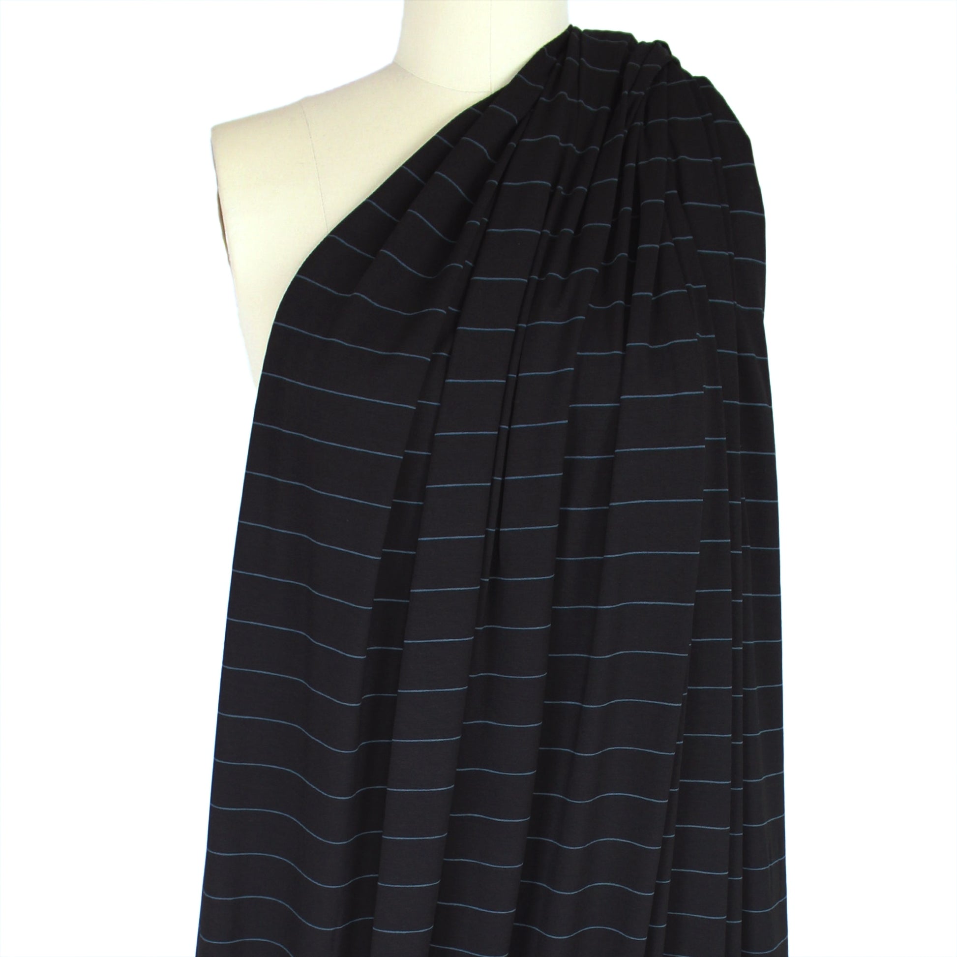 yarn-dyed viscose/spandex jersey - black/bluestone