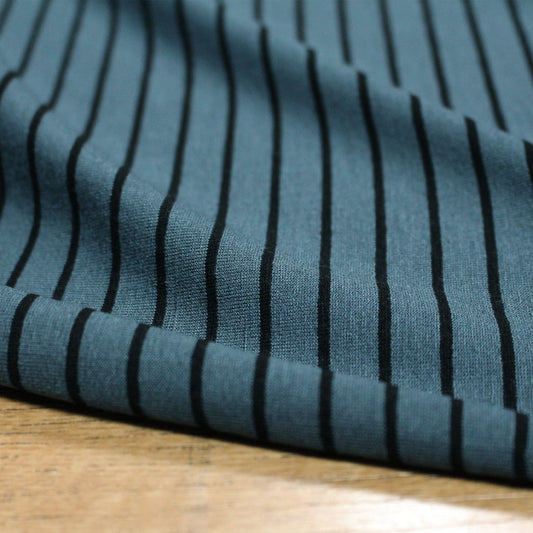 yarn-dyed rayon/spandex jersey - bluestone / black