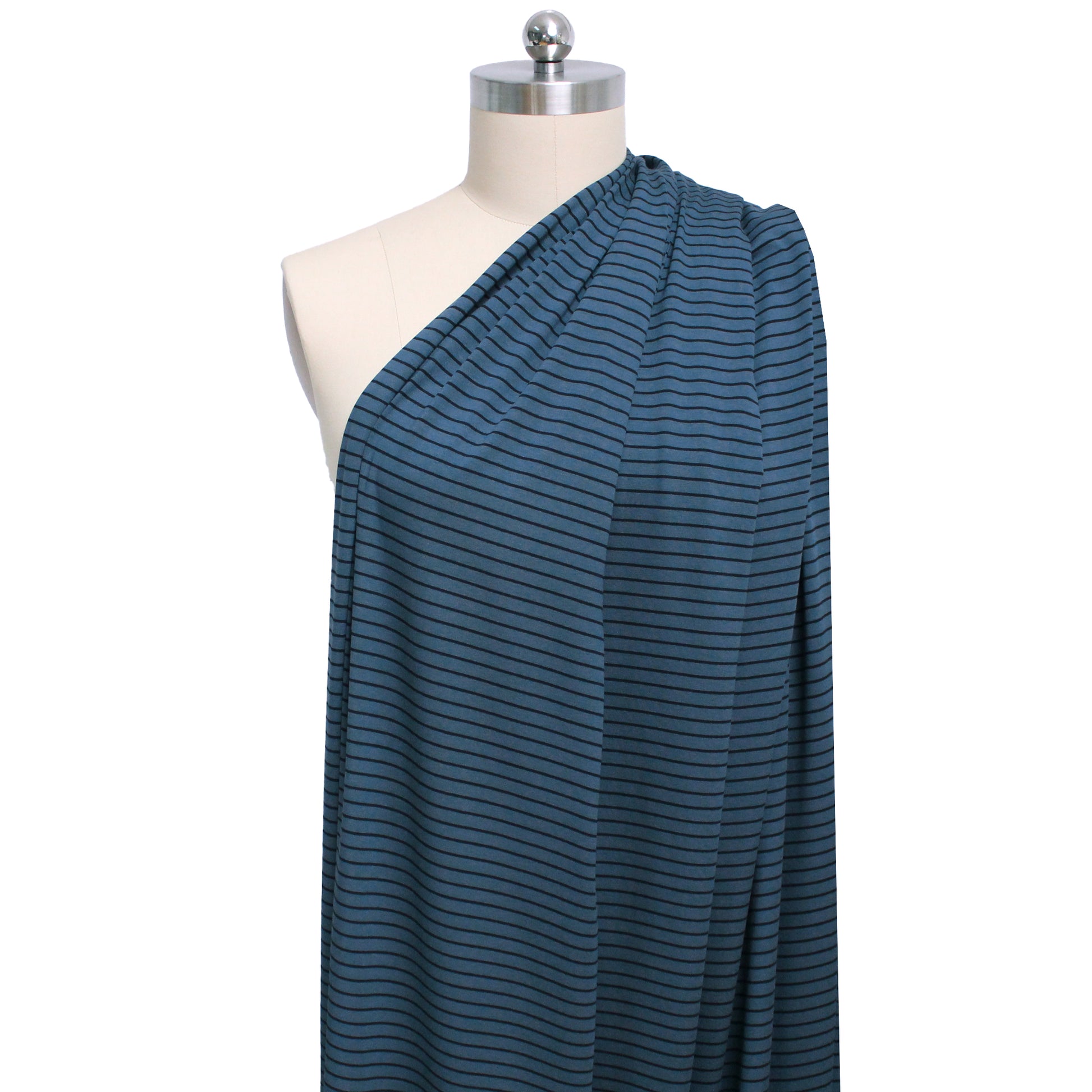 yarn-dyed rayon/spandex jersey - bluestone / black