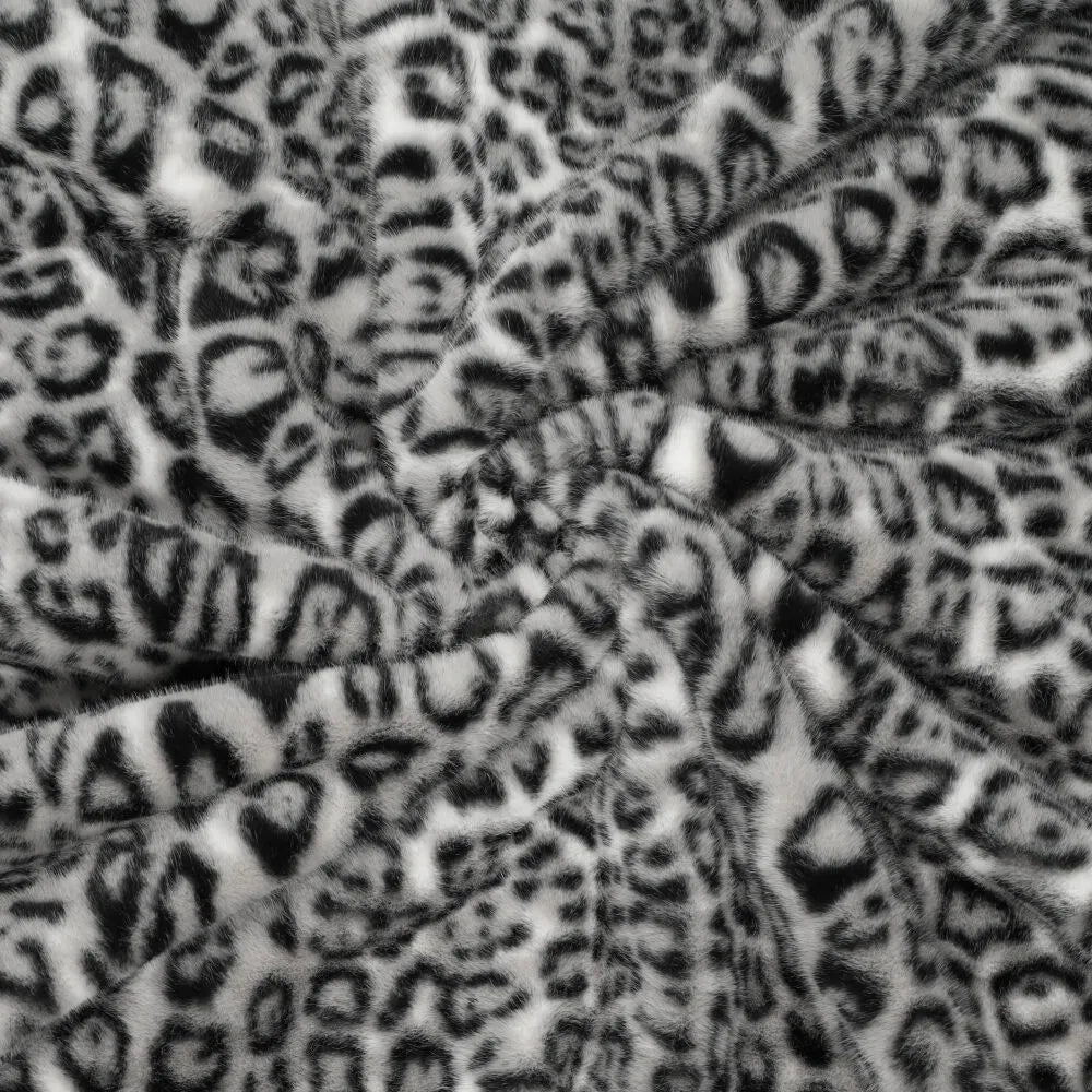dutch leopard faux fur, Oeko-Tex cert. - gray