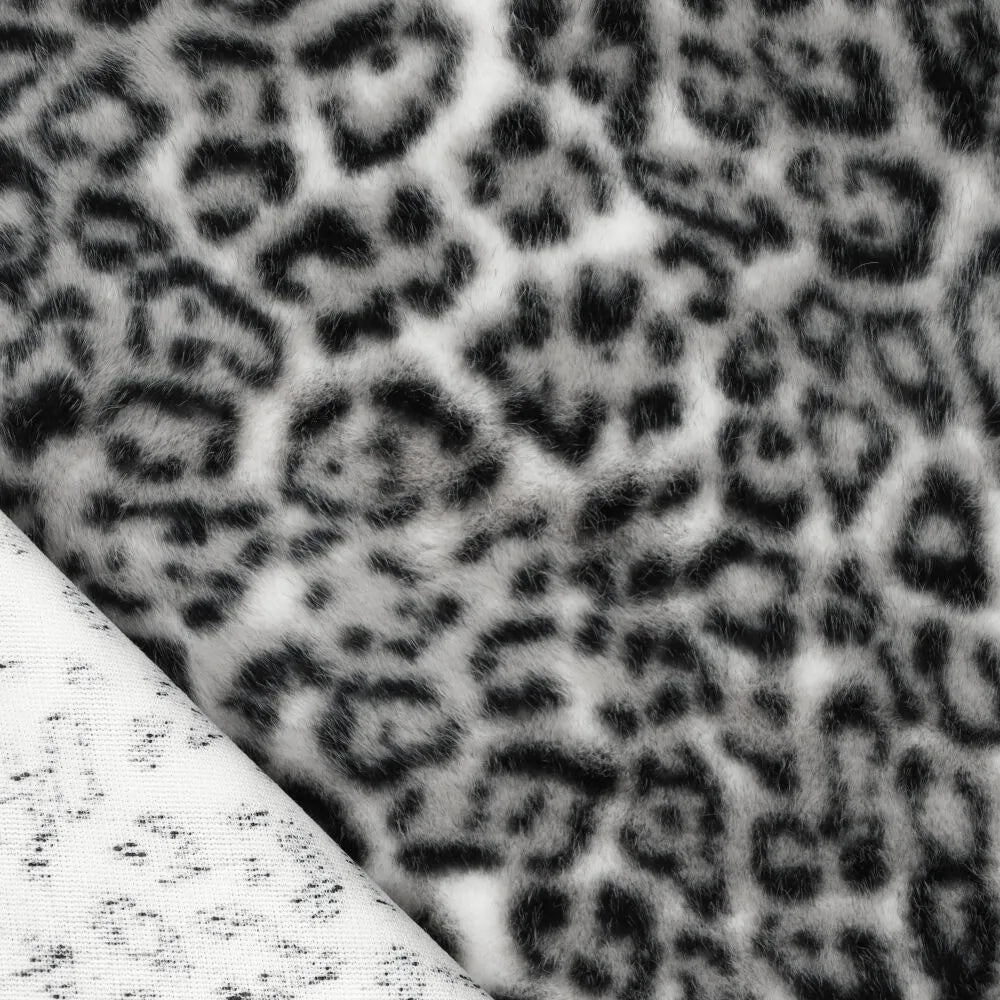 dutch leopard faux fur, Oeko-Tex cert. - gray