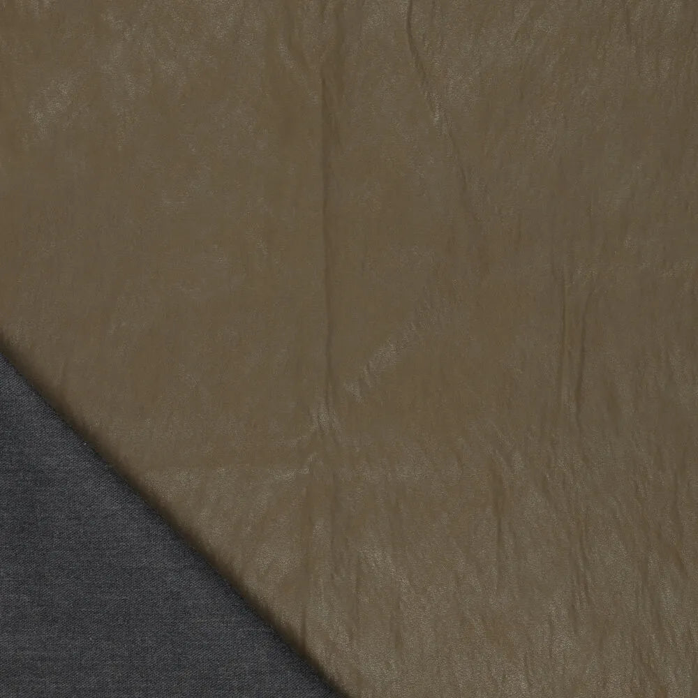 'super washed' viscose blend backed faux leather - olive green