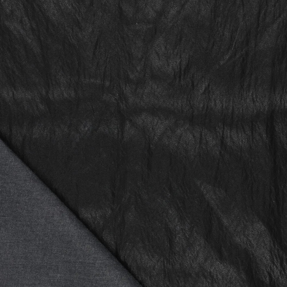 'super washed' viscose blend backed faux leather - black