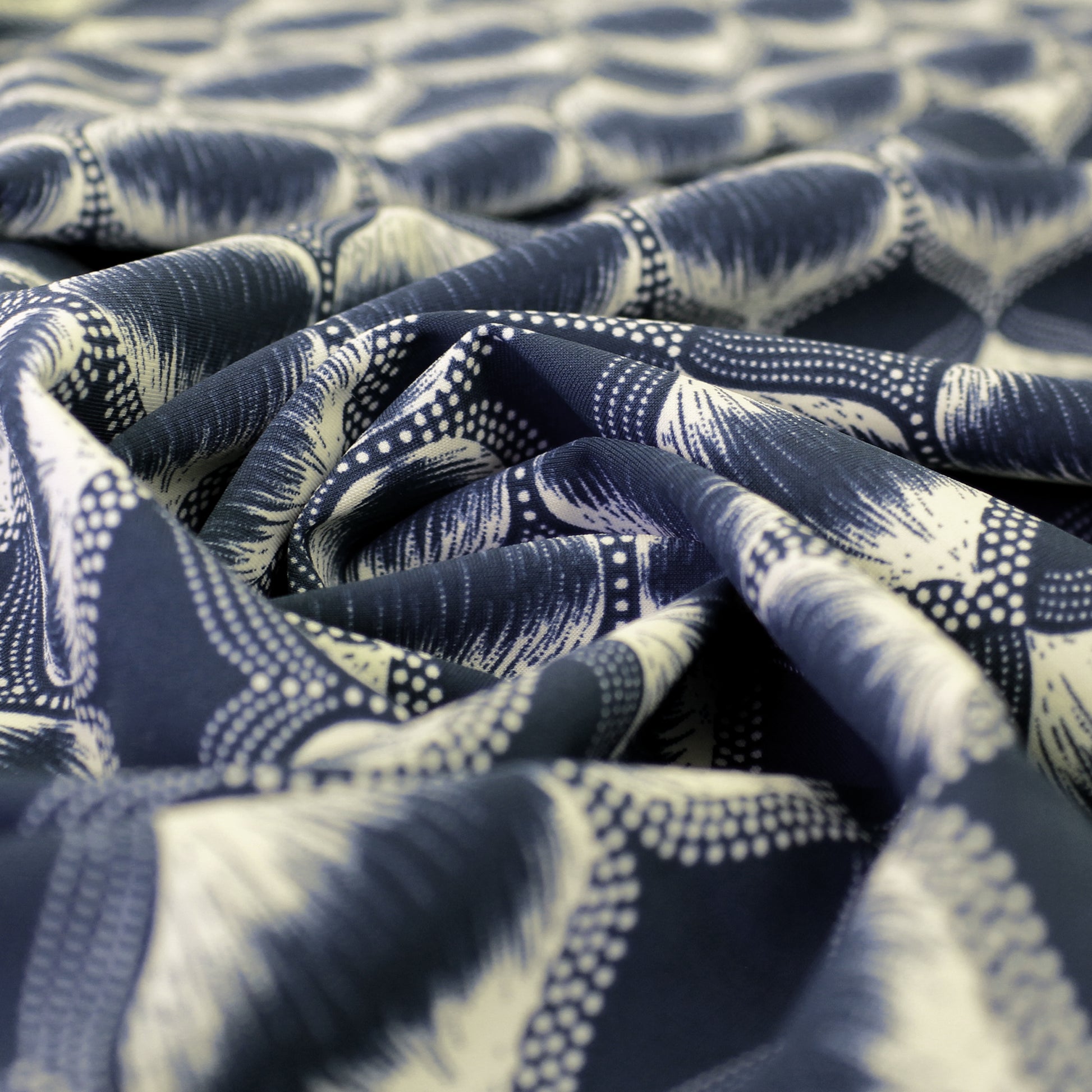 'art deco lantern' drapey stretch jersey