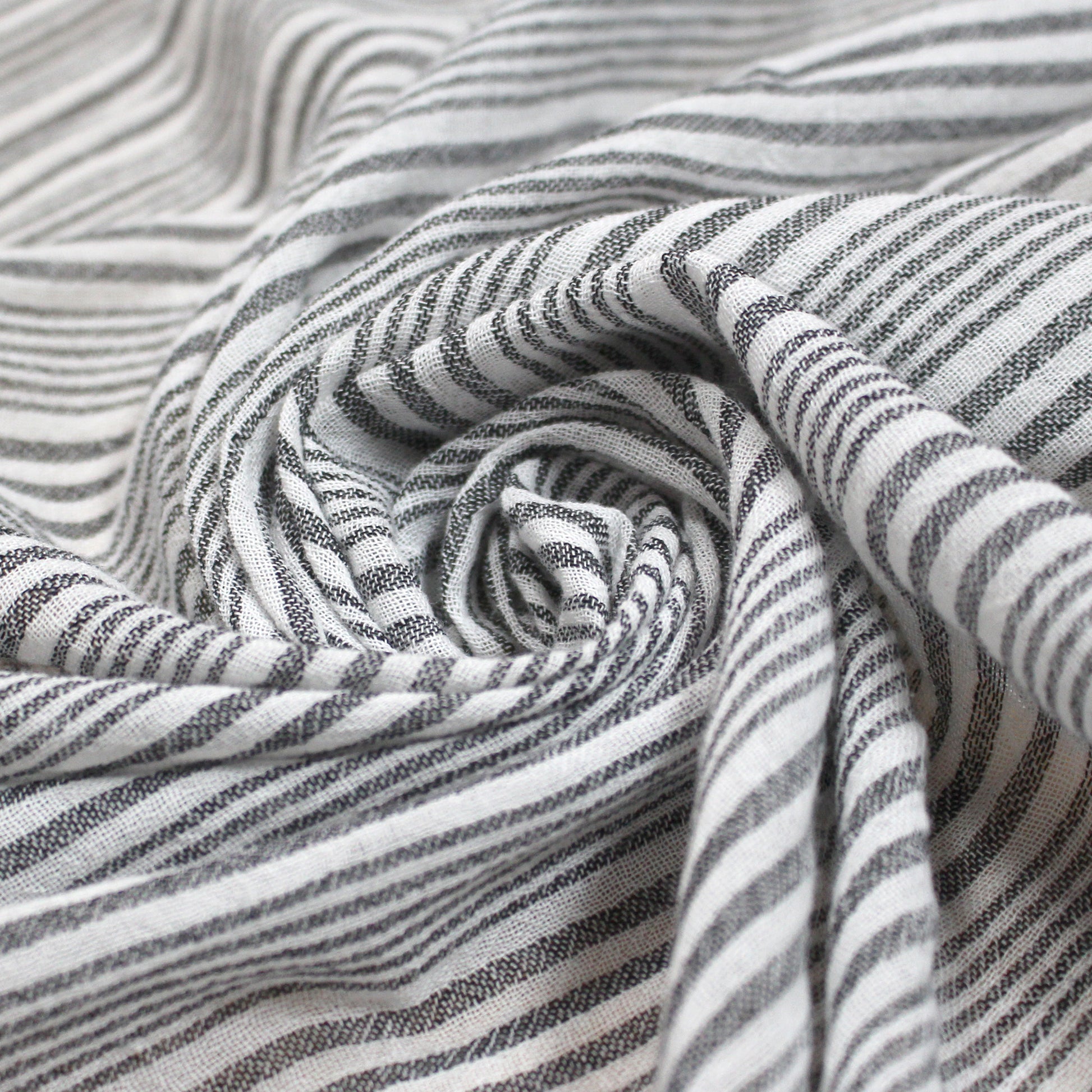 Italian yarn-dyed black/white stripe cotton gauze