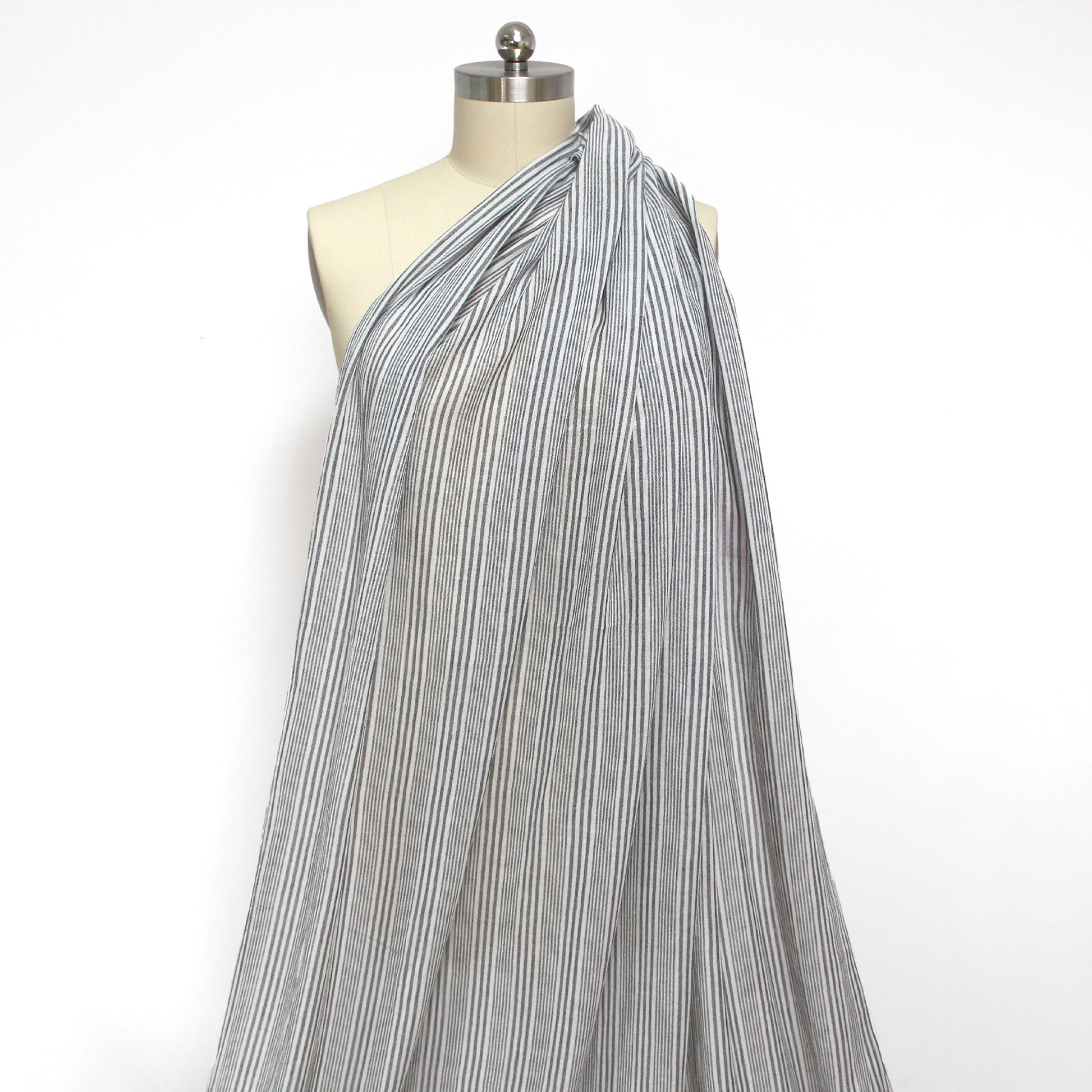 Italian yarn-dyed black/white stripe cotton gauze