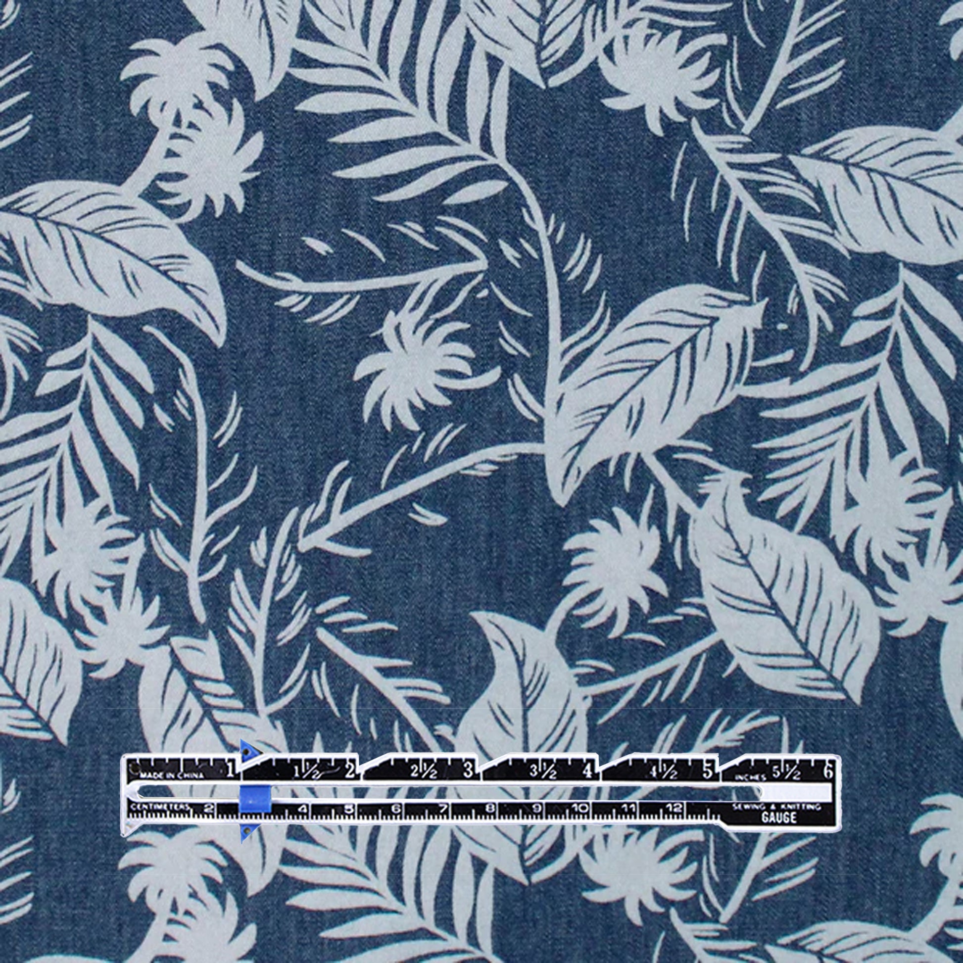 'denim palms' printed lightweight denim