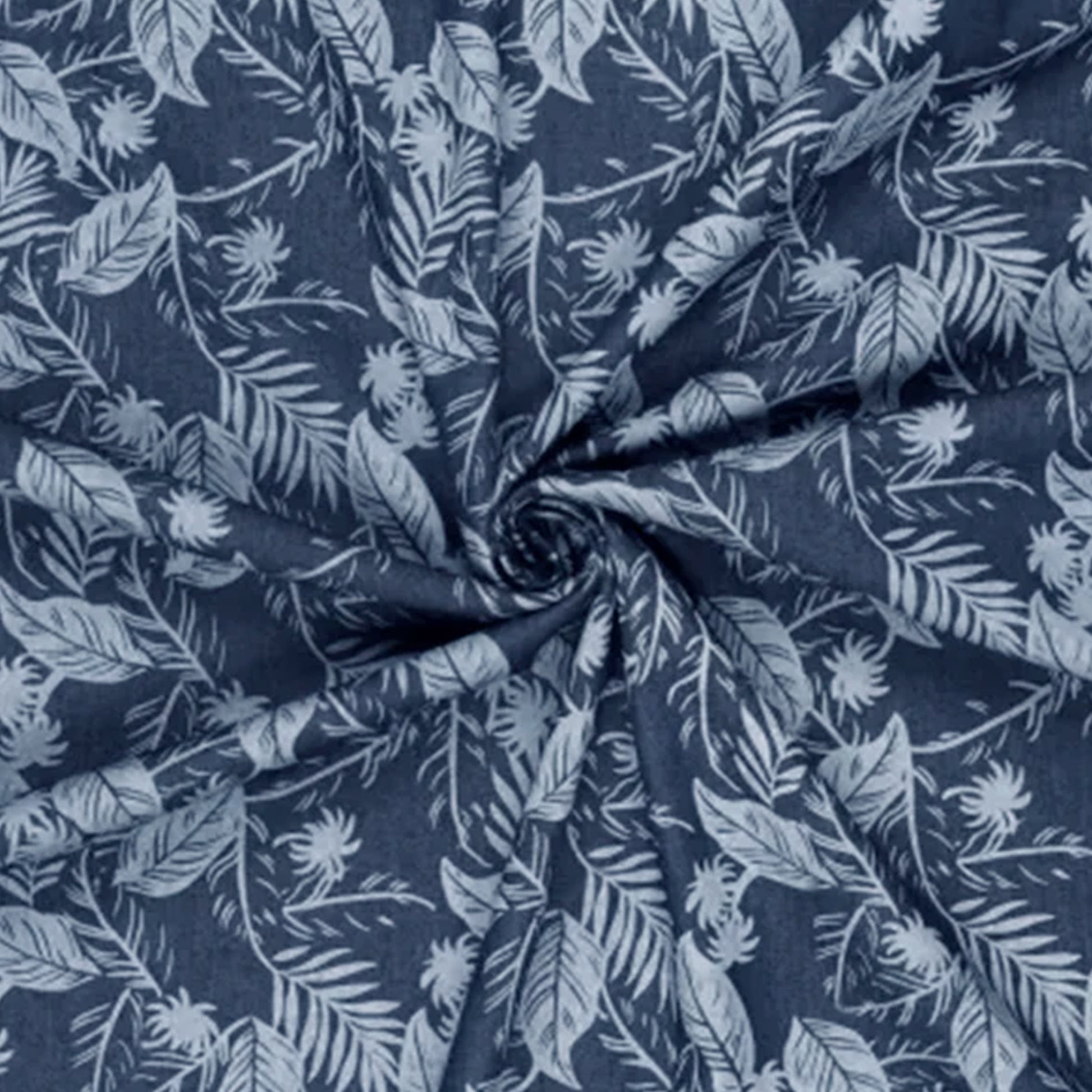 'denim palms' printed lightweight denim