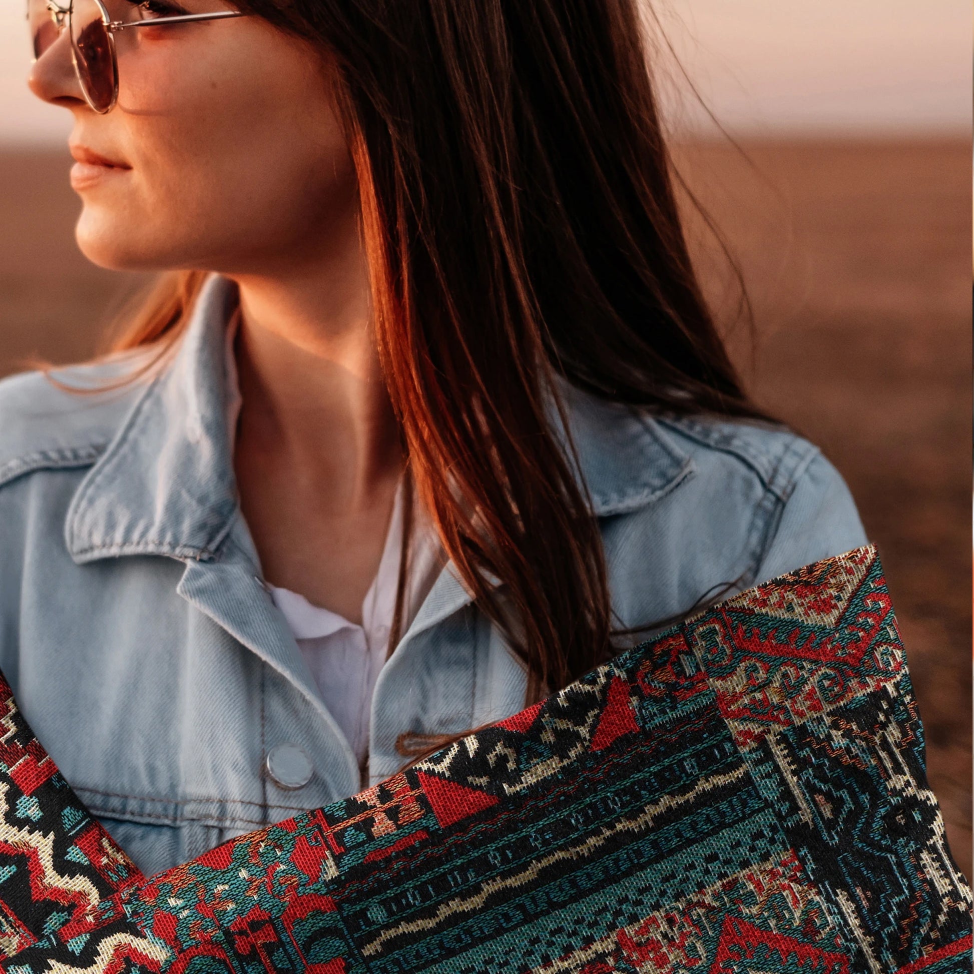 'Southwest sundown' woven jacquard tapestry