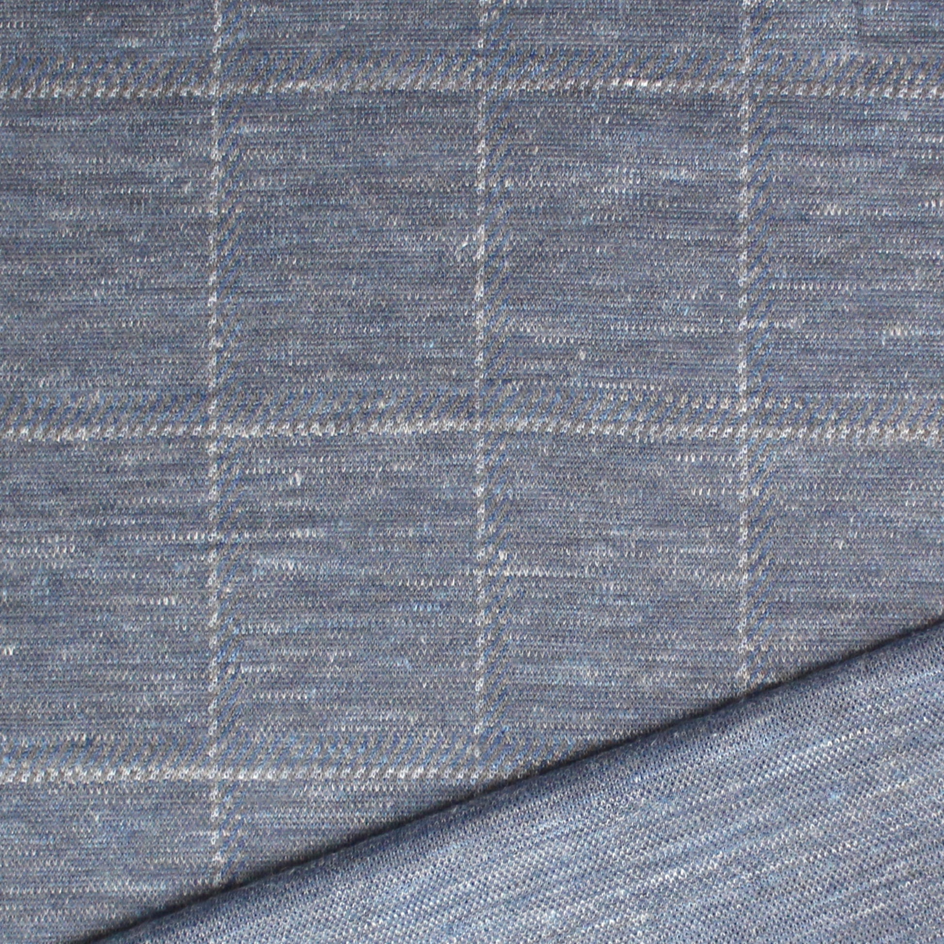 Italian 'windowpane' wool/silk/viscose knit - delft blue