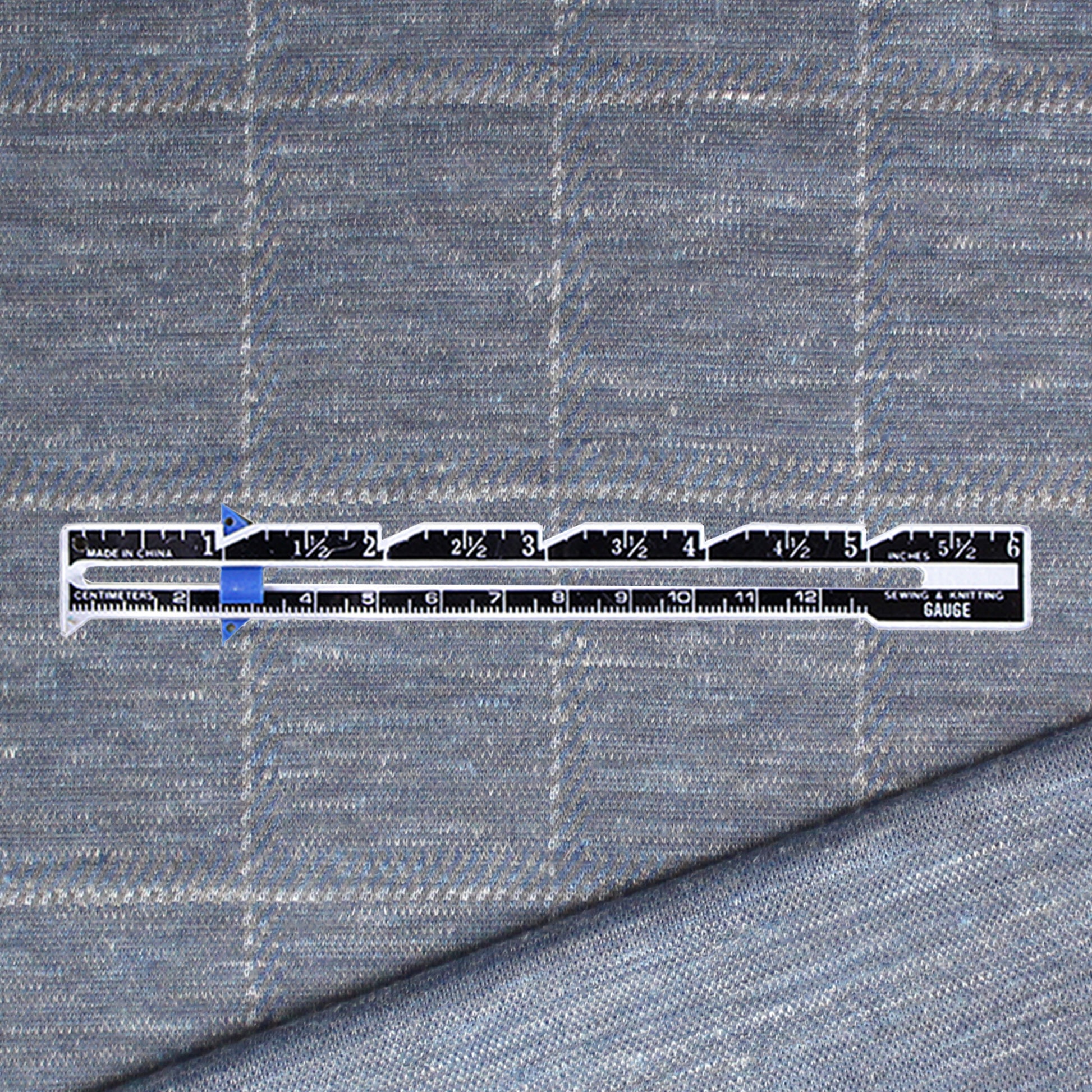 Italian 'windowpane' wool/silk/viscose knit - delft blue