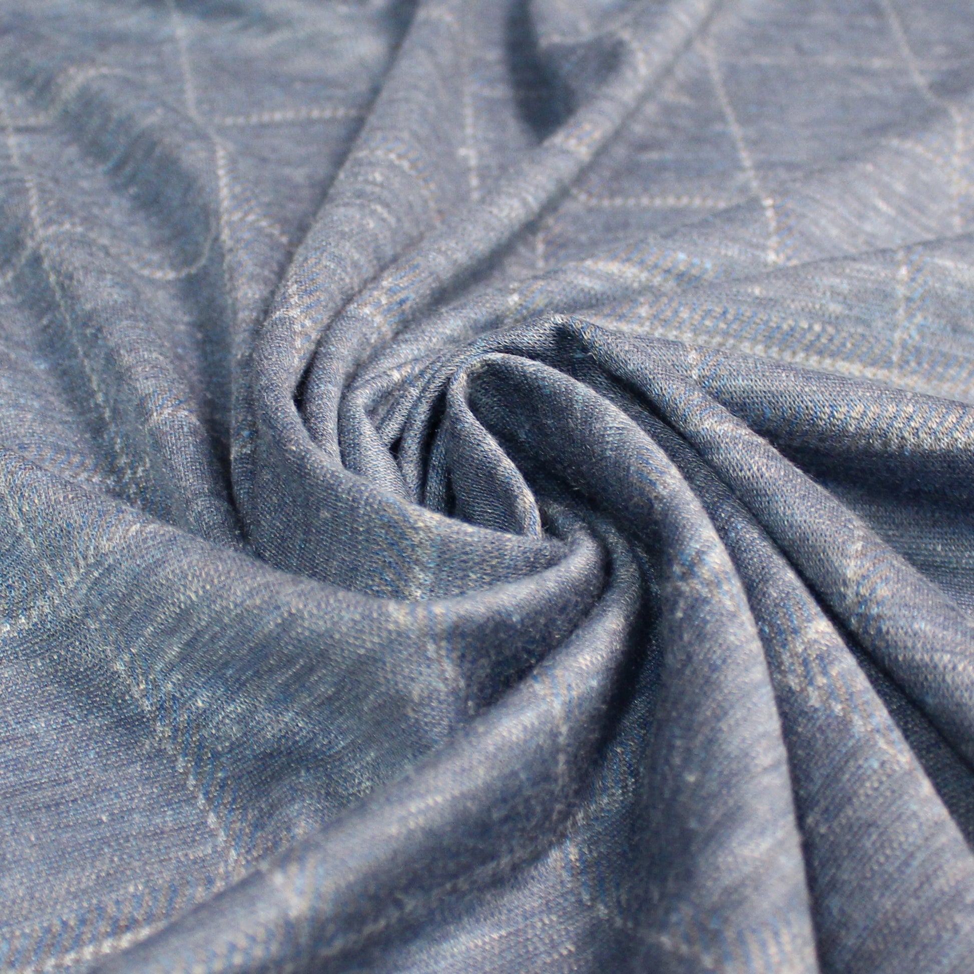 Italian 'windowpane' wool/silk/viscose knit - delft blue