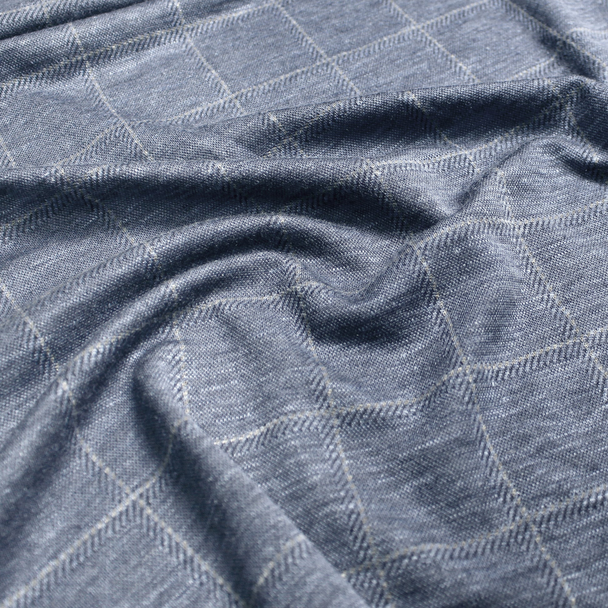 Italian 'windowpane' wool/silk/viscose knit - delft blue