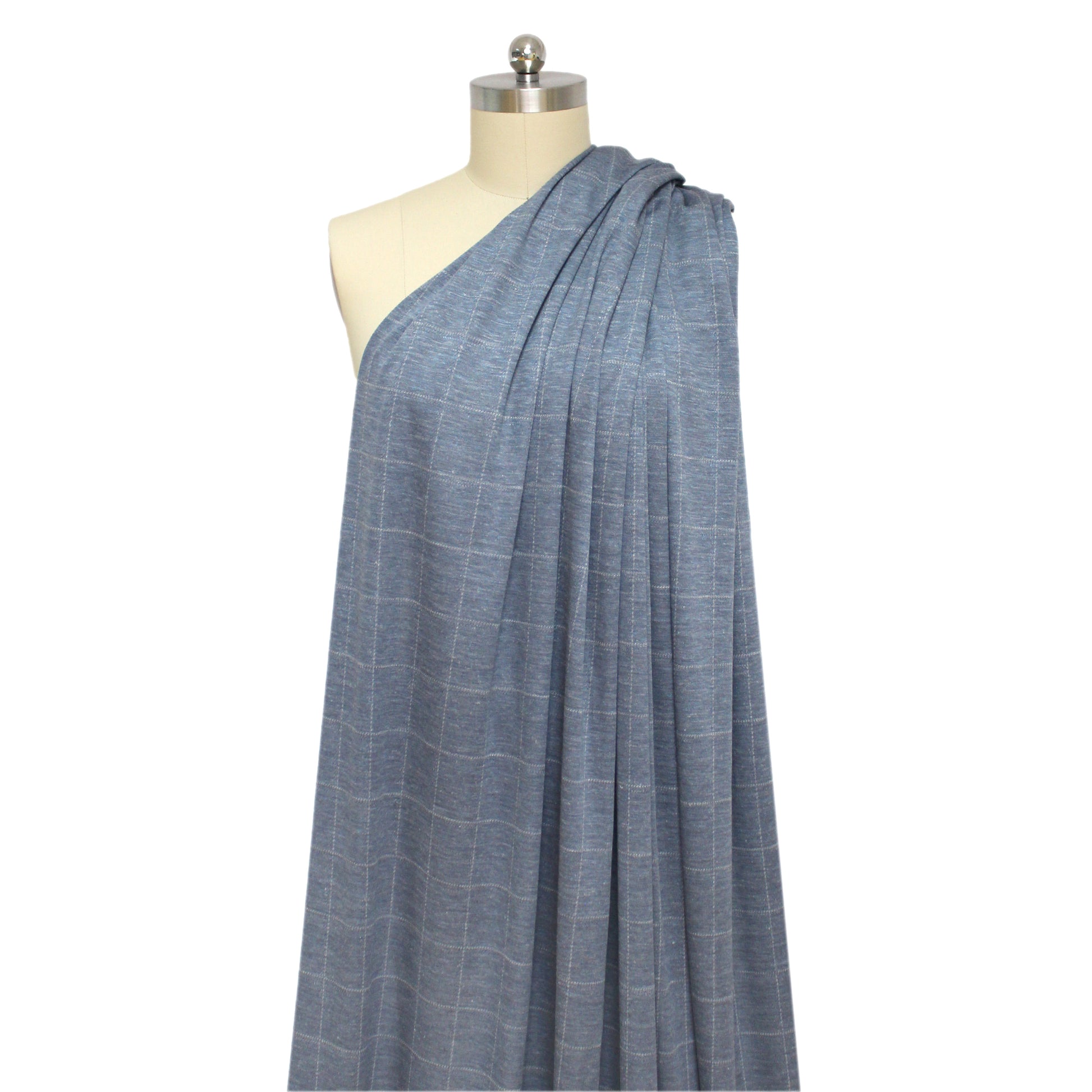 Italian 'windowpane' wool/silk/viscose knit - delft blue