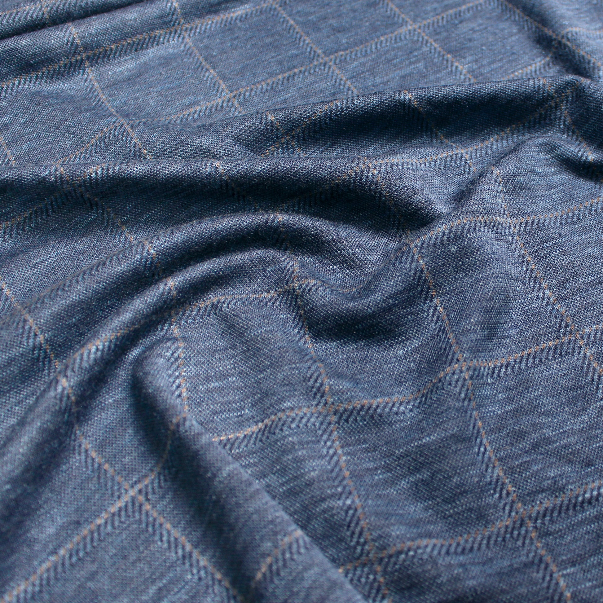 Italian 'windowpane' wool/silk/viscose knit - nautical blue