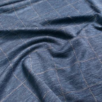 Italian 'windowpane' wool/silk/viscose knit - nautical blue