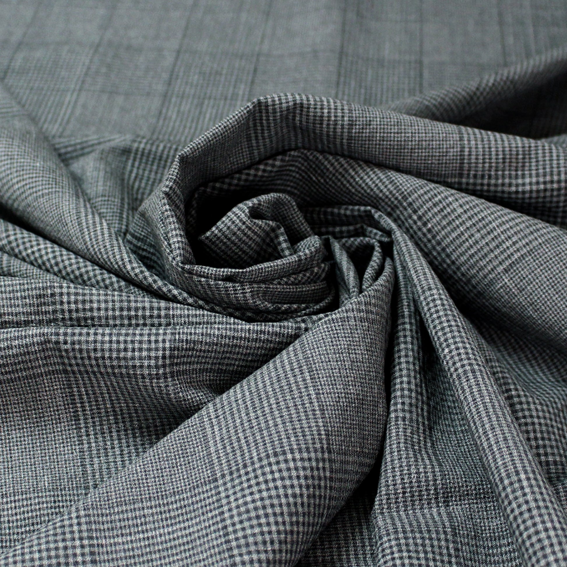 Italian plaid wool/cotton tropical suiting - charcoal