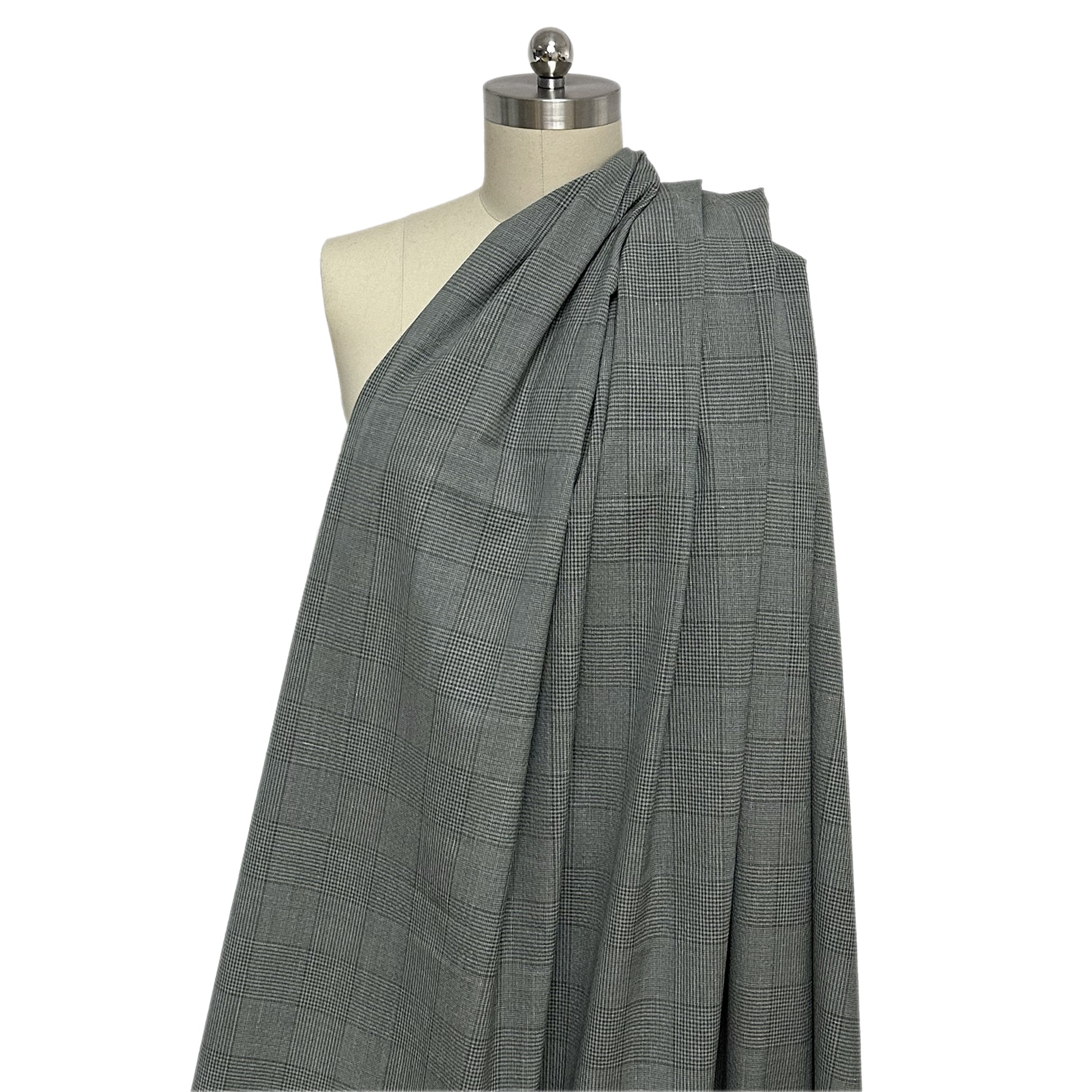Italian plaid wool/cotton tropical suiting - charcoal
