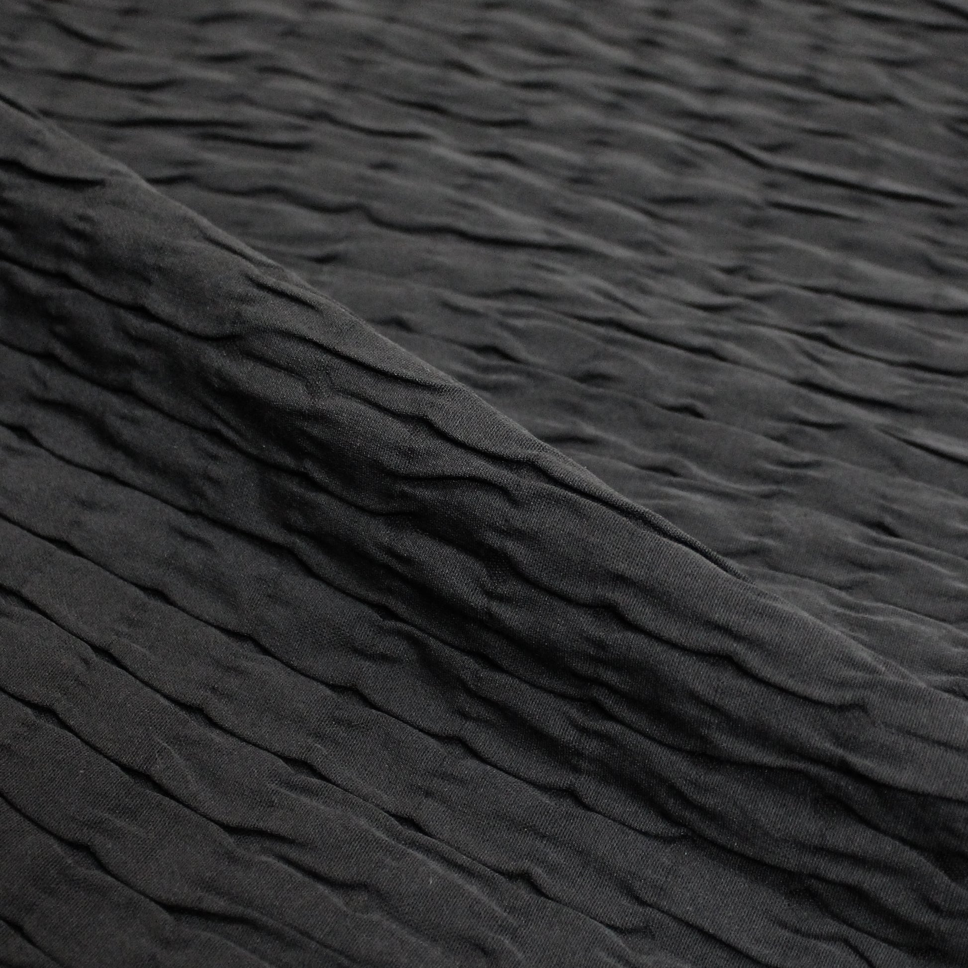 deadstock black shirred novelty woven