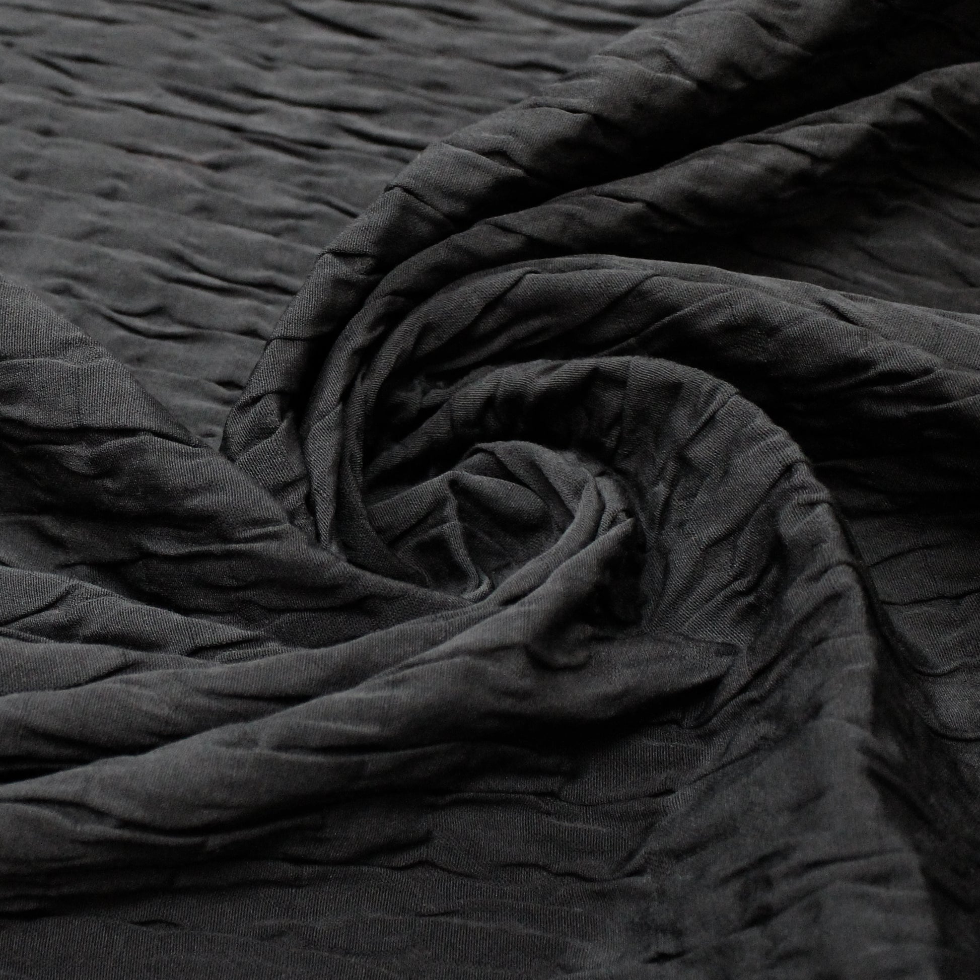 deadstock black shirred novelty woven