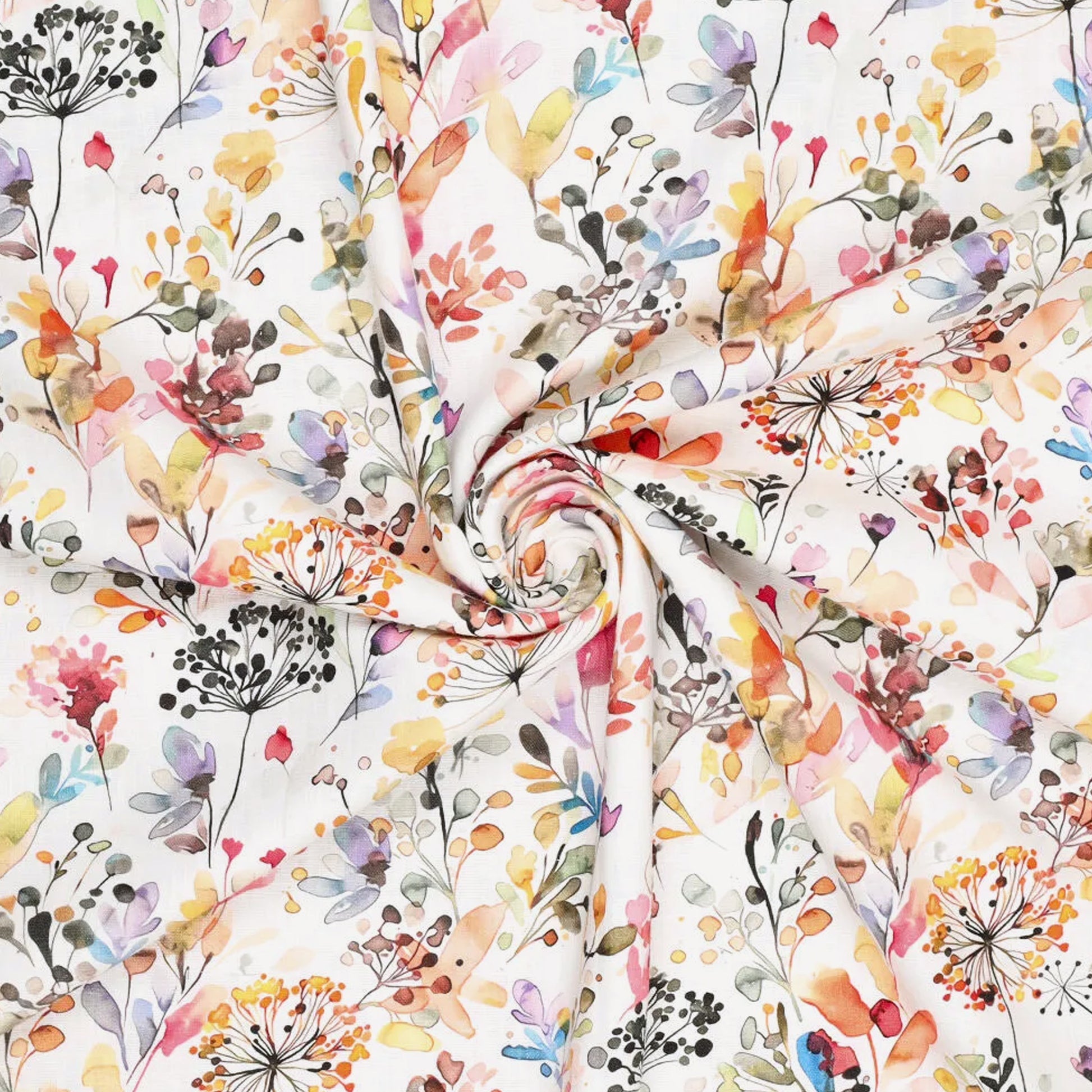 'rain garden' printed linen cotton blend