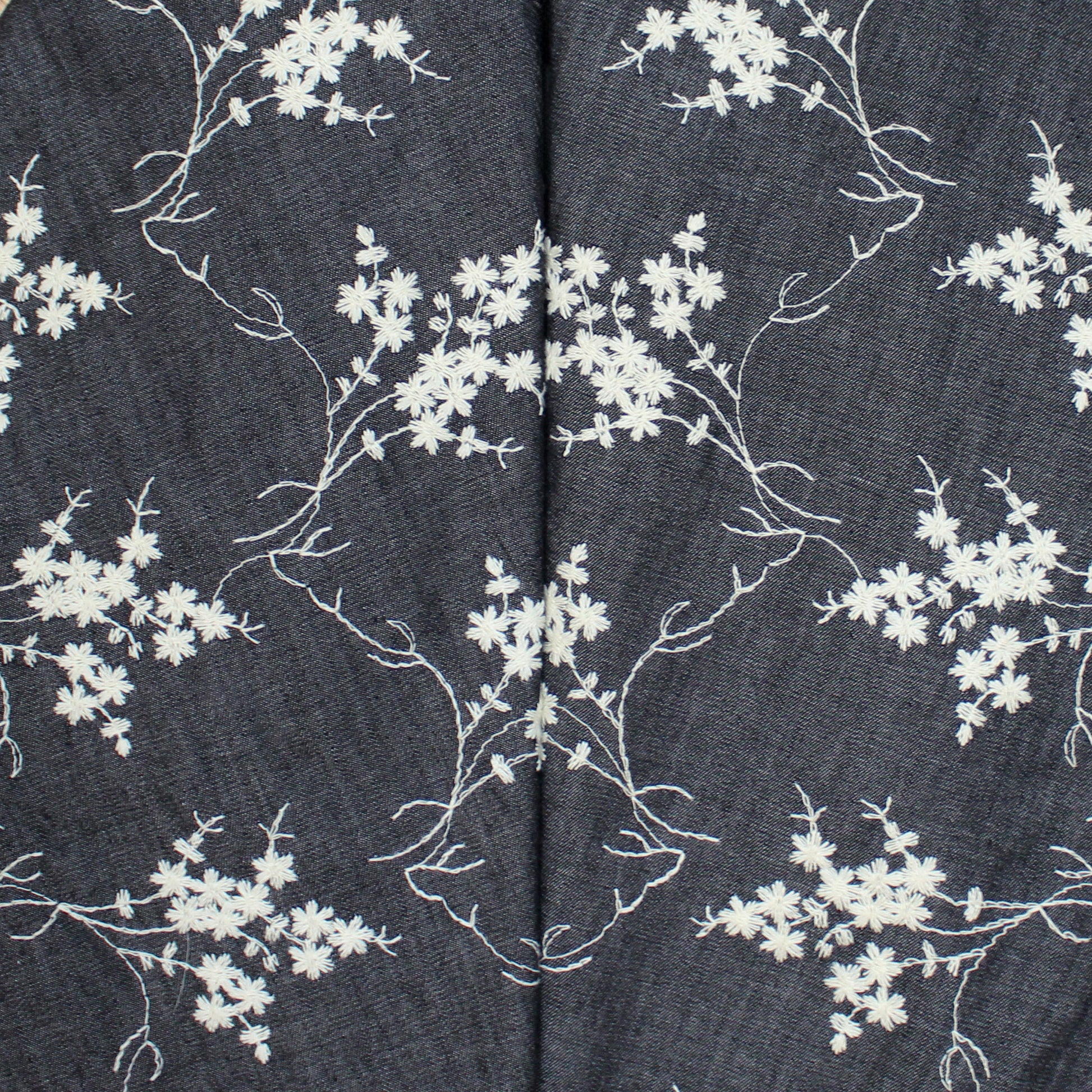 'baby's breath' embroidered lightweight denim - soft black