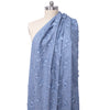 'zinnias' embroidered cotton voile - dusky blue