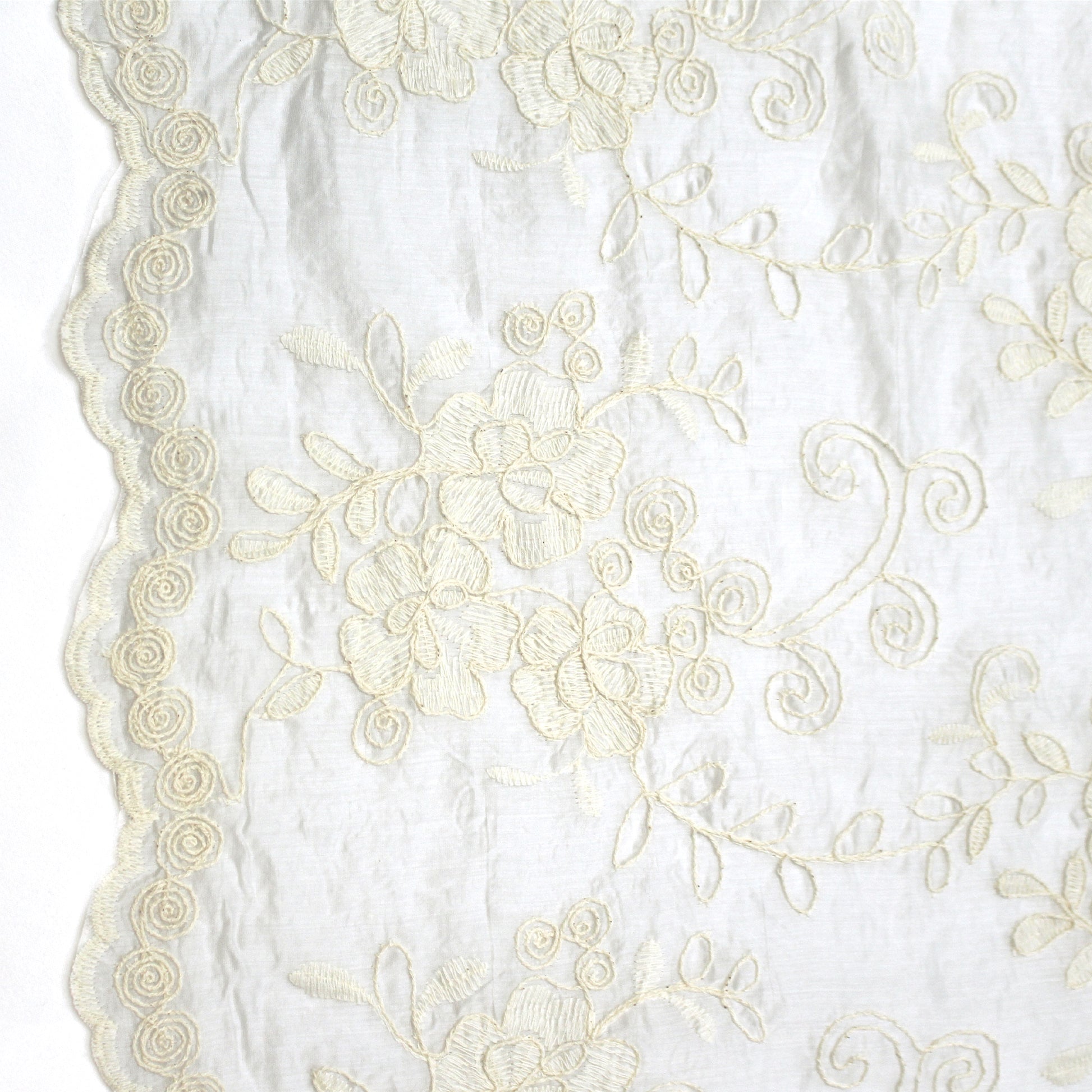 'Avalon' exquisite embroidered Tencel - antique white
