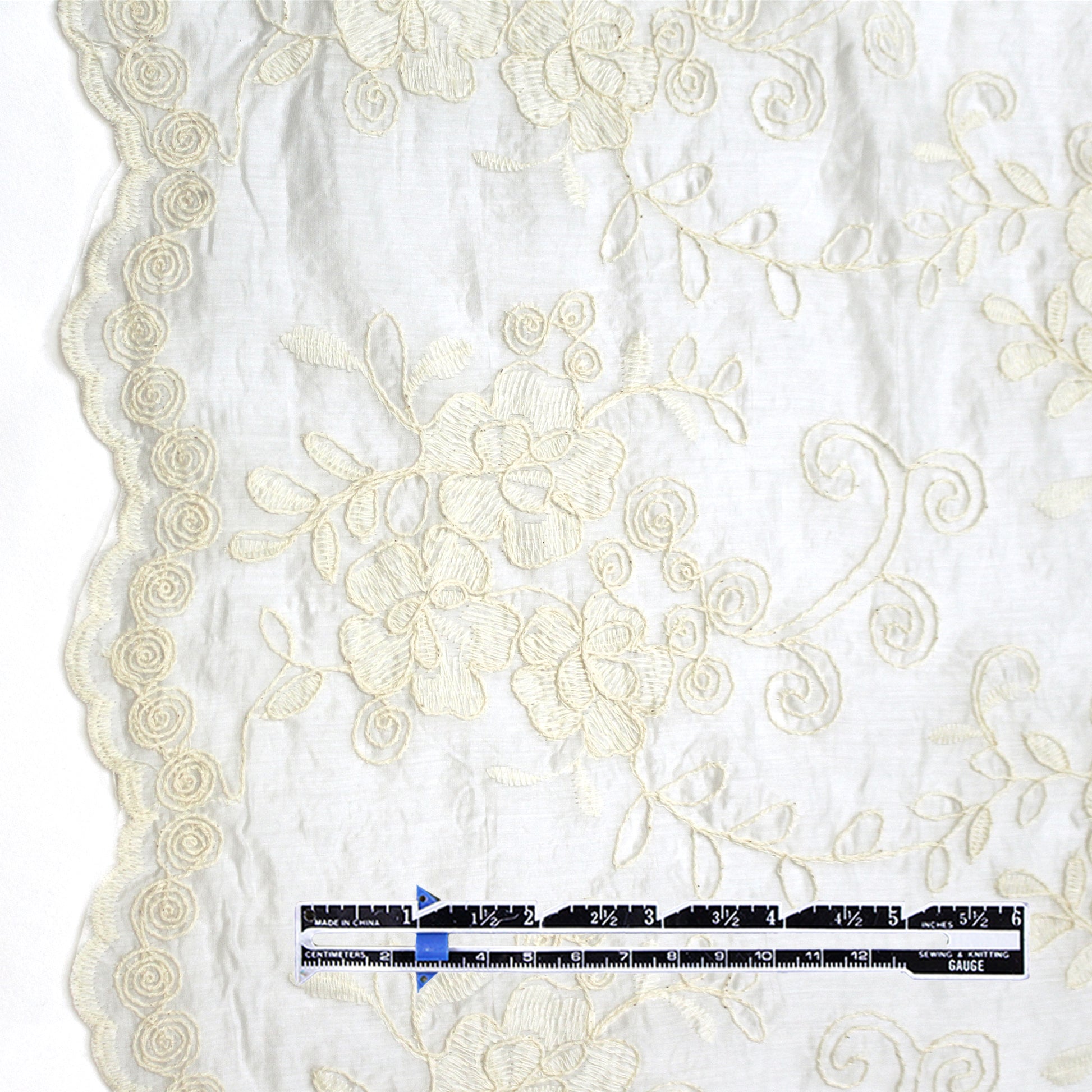 'Avalon' exquisite embroidered Tencel - antique white