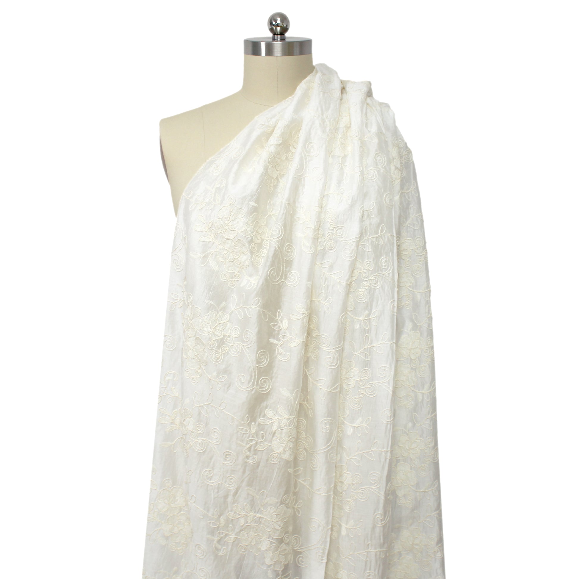 'Avalon' exquisite embroidered Tencel - antique white