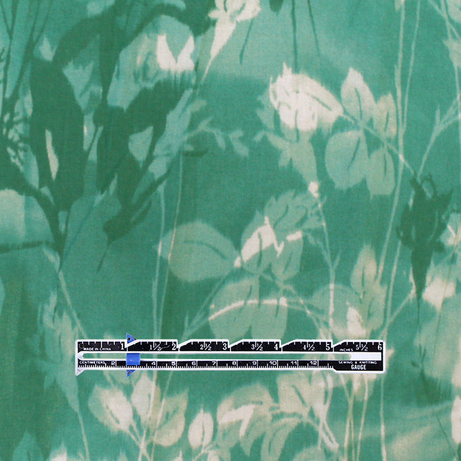 Italian deadstock 'green leaves' cotton voile