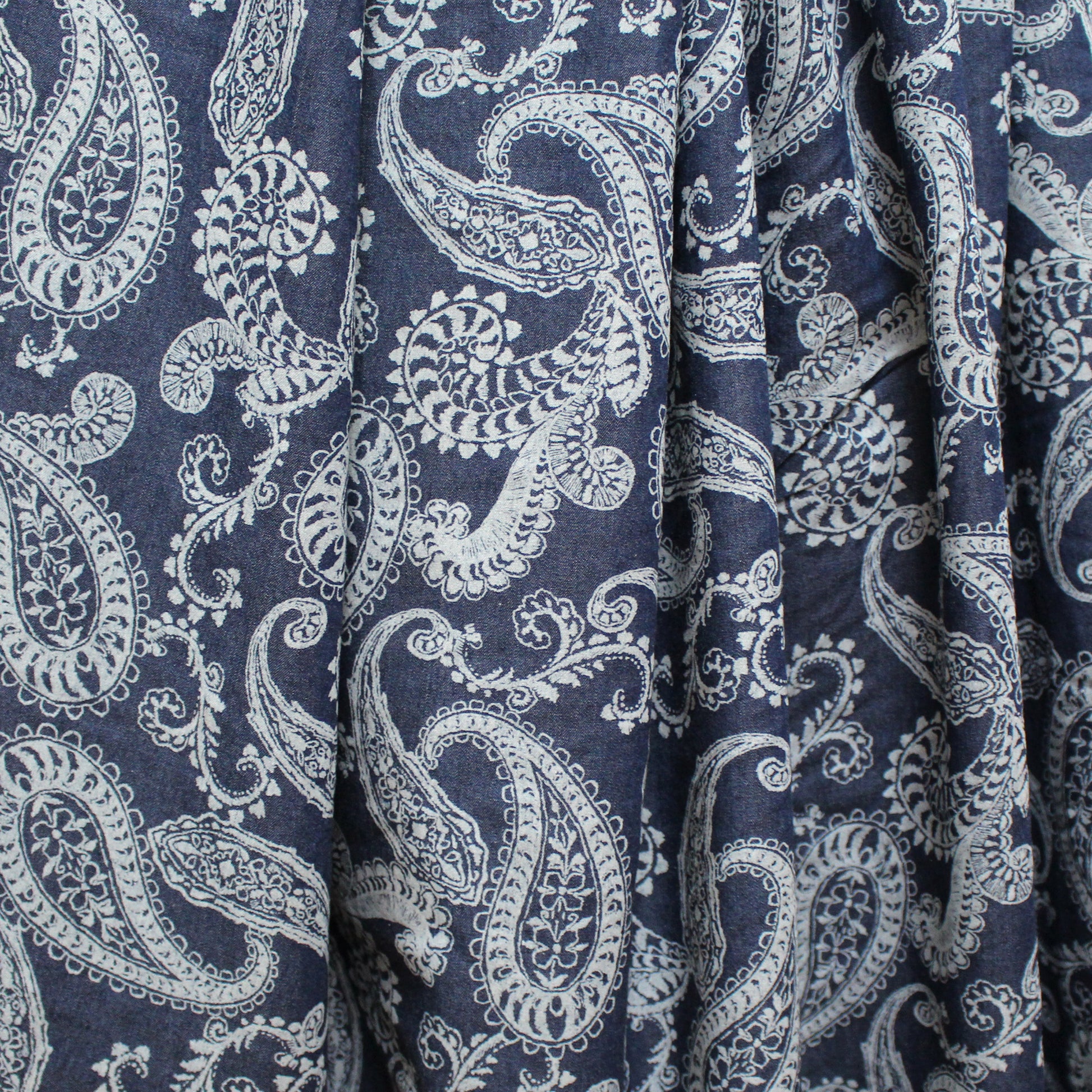 Italian 'denim paisley' reversible, printed lightweight denim