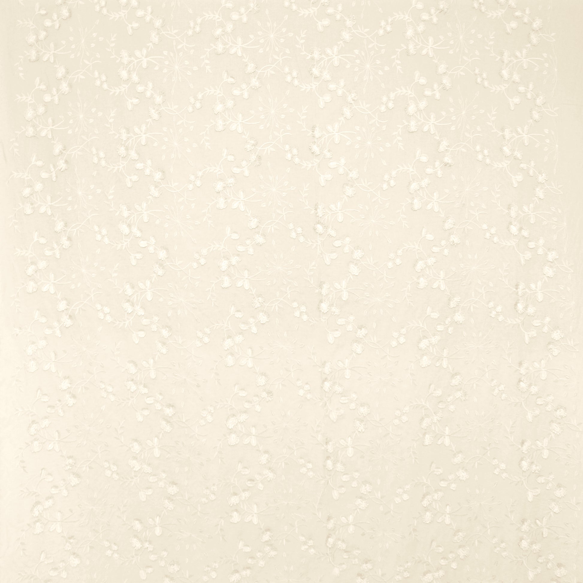 'zinnias' embroidered cotton voile - cream