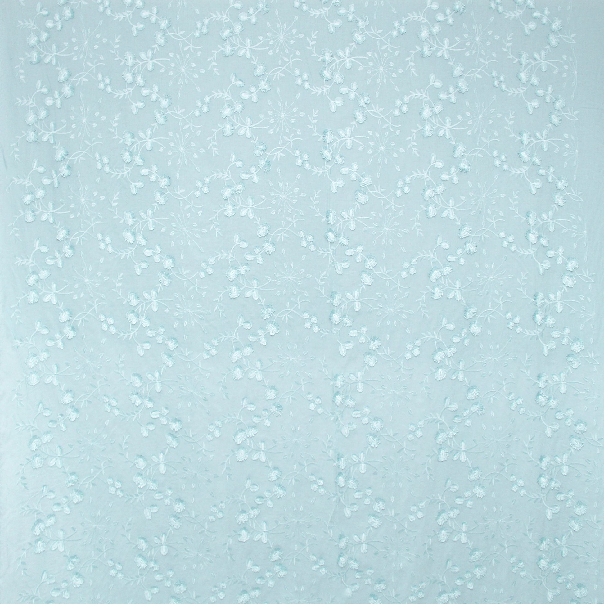 'zinnias' embroidered cotton voile - pastel ice