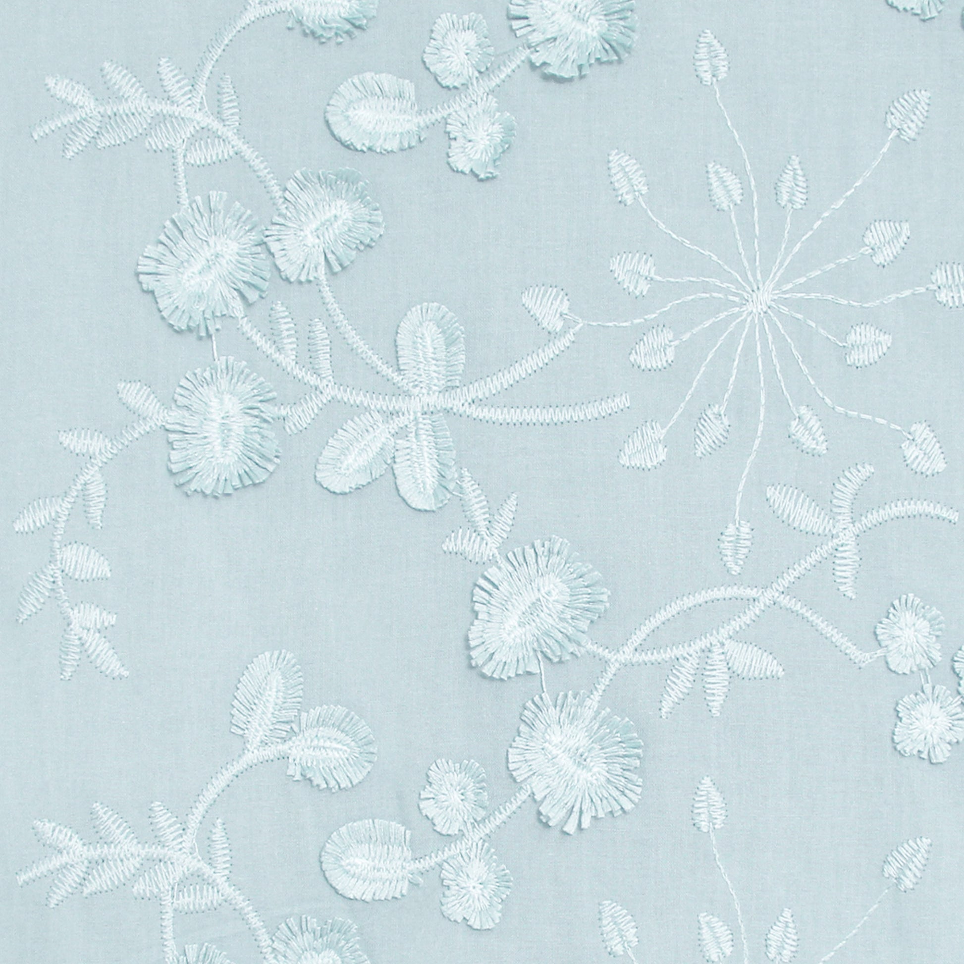 'zinnias' embroidered cotton voile - pastel ice