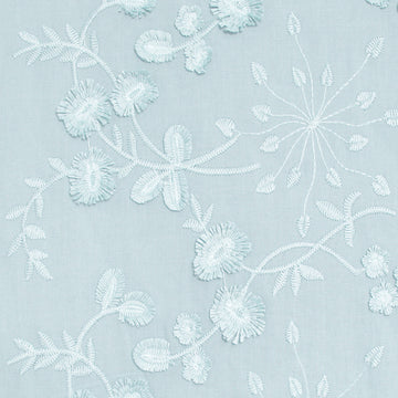 'zinnias' embroidered cotton voile - pastel ice