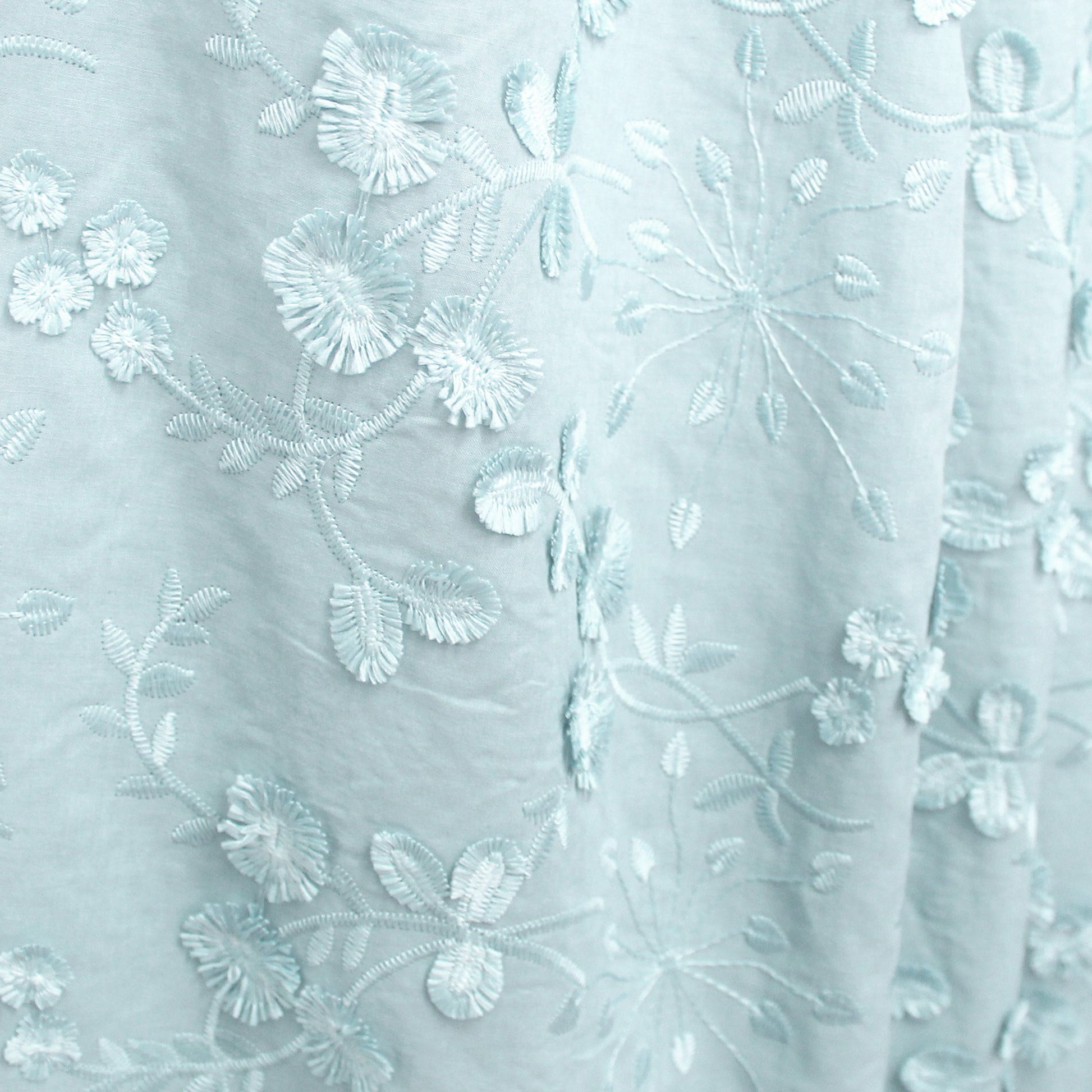 'zinnias' embroidered cotton voile - pastel ice