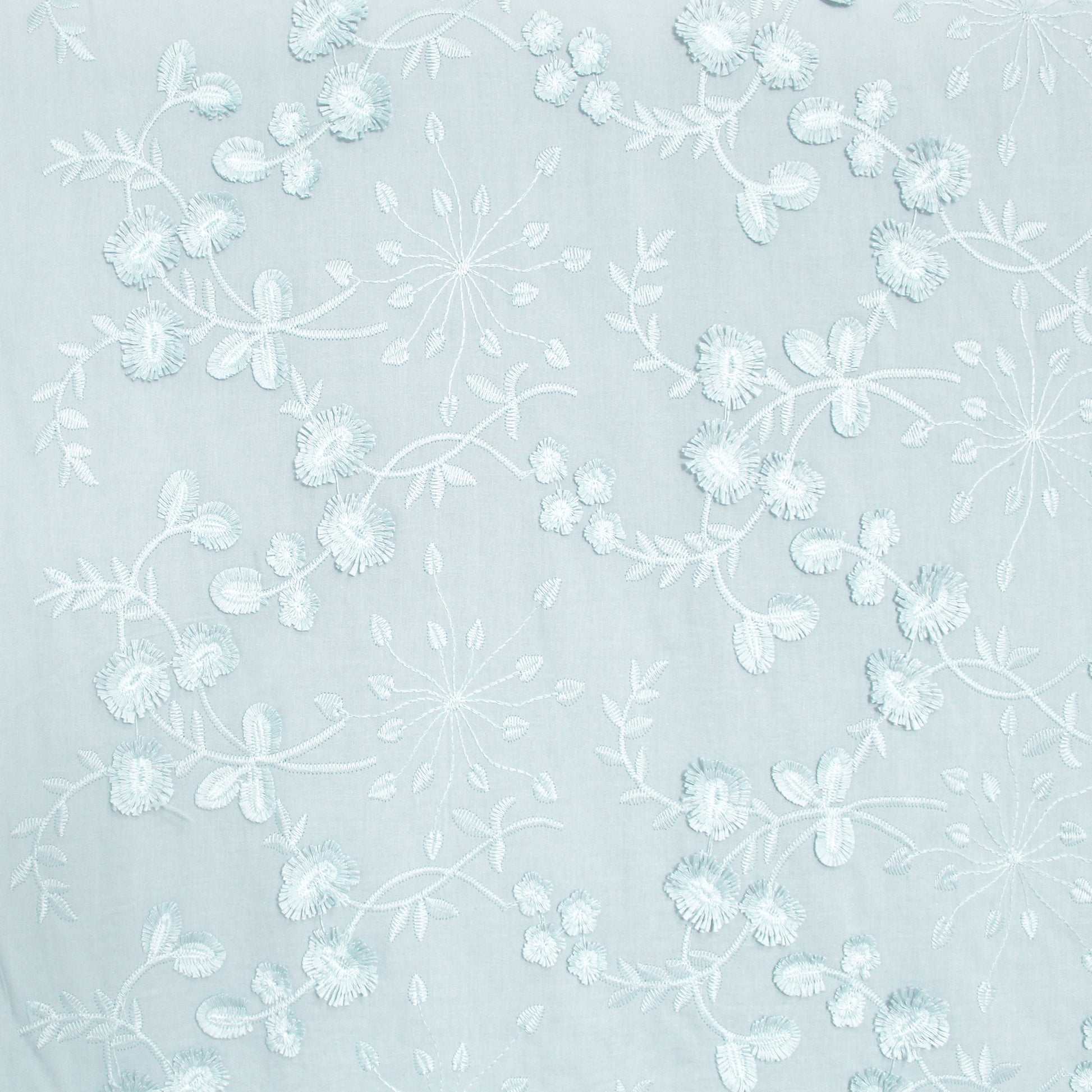 'zinnias' embroidered cotton voile - pastel ice