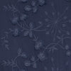 'zinnias' embroidered cotton voile - inky blue