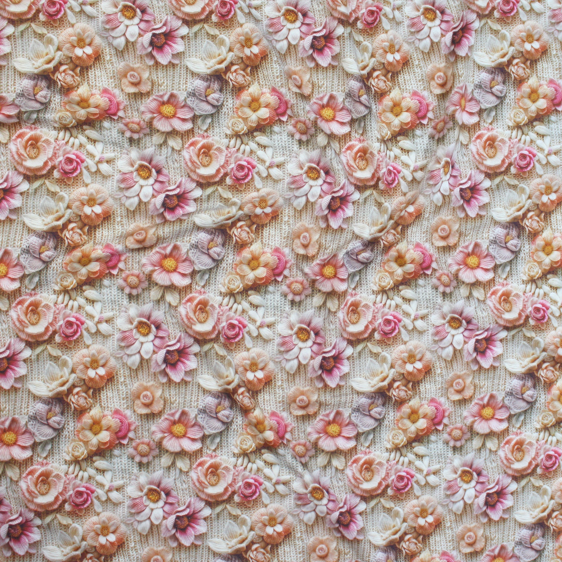 'knit bouquet' fleece backed printed jogger - blush