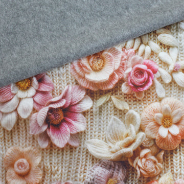 'knit bouquet' fleece backed printed jogger - blush