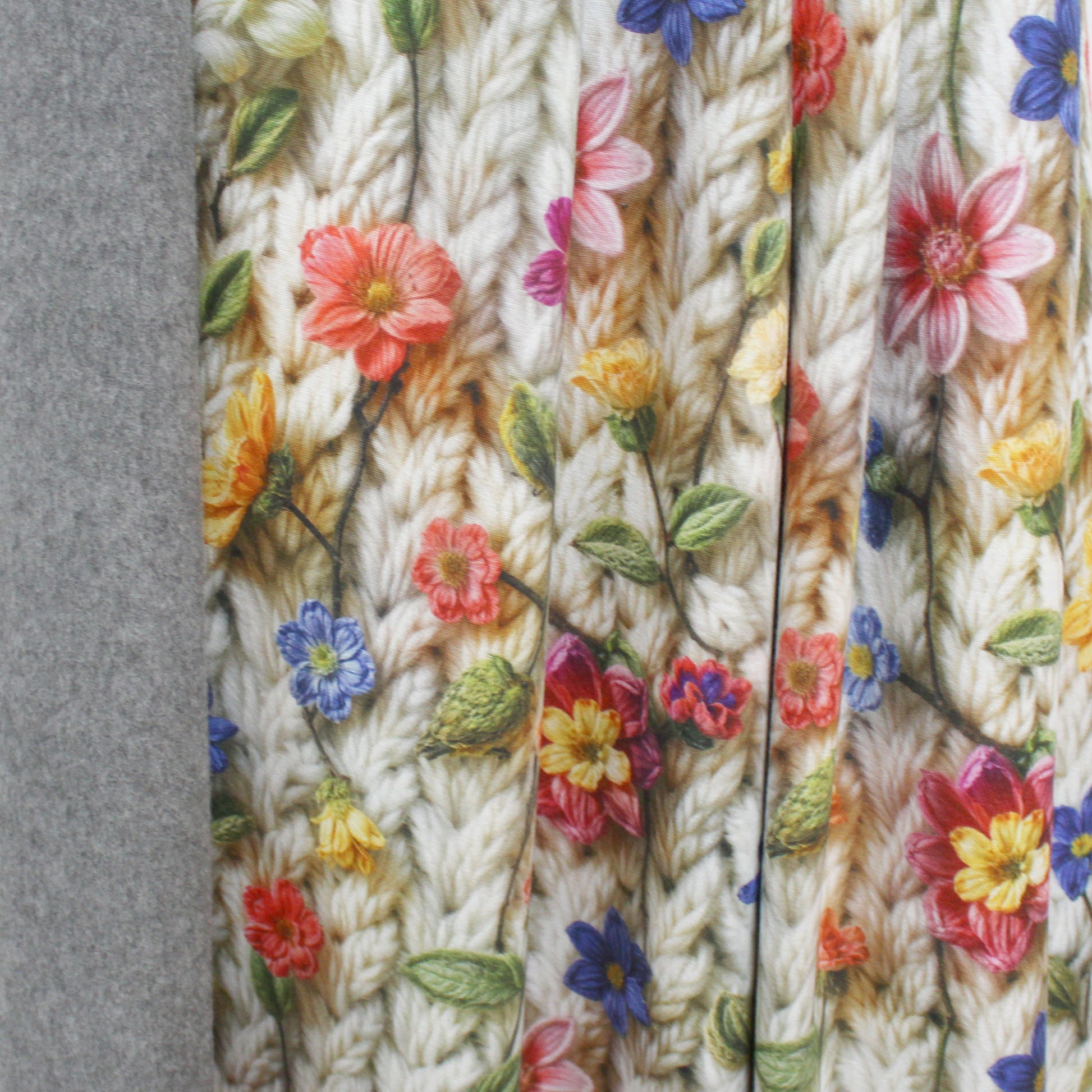 'knit bouquet' fleece backed printed jogger - multi