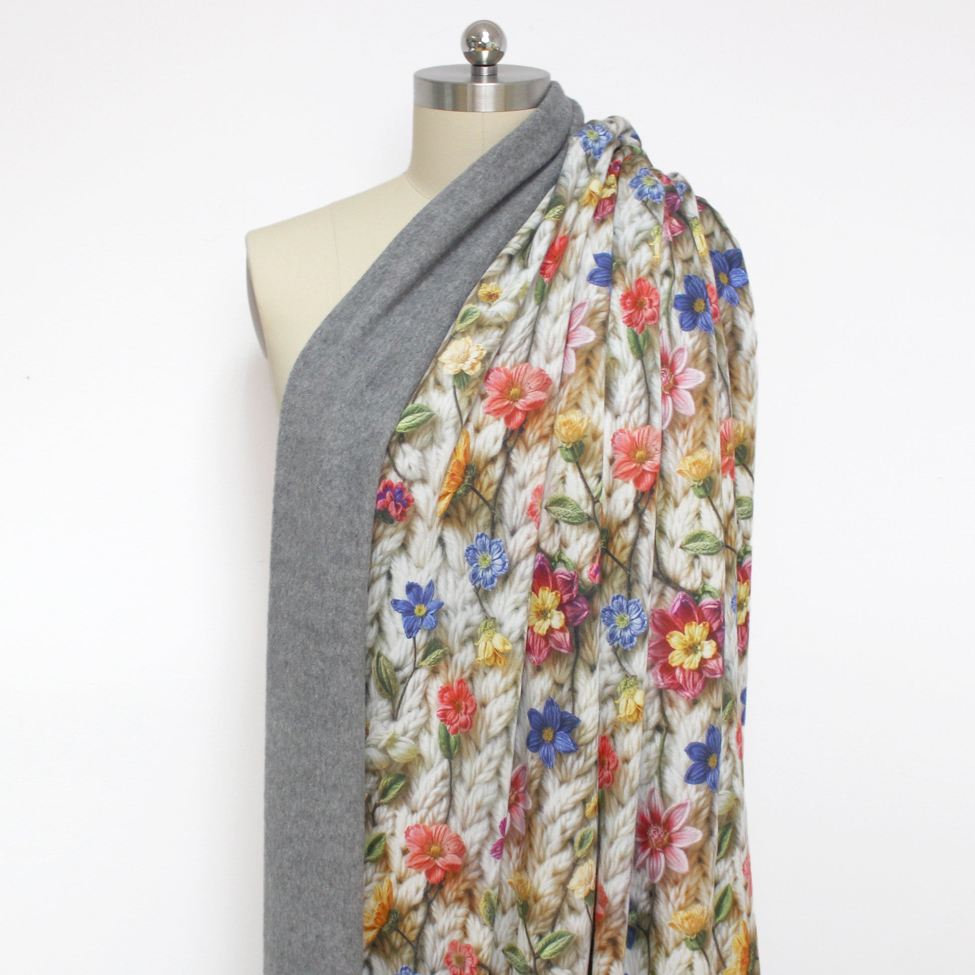 'knit bouquet' fleece backed printed jogger - multi