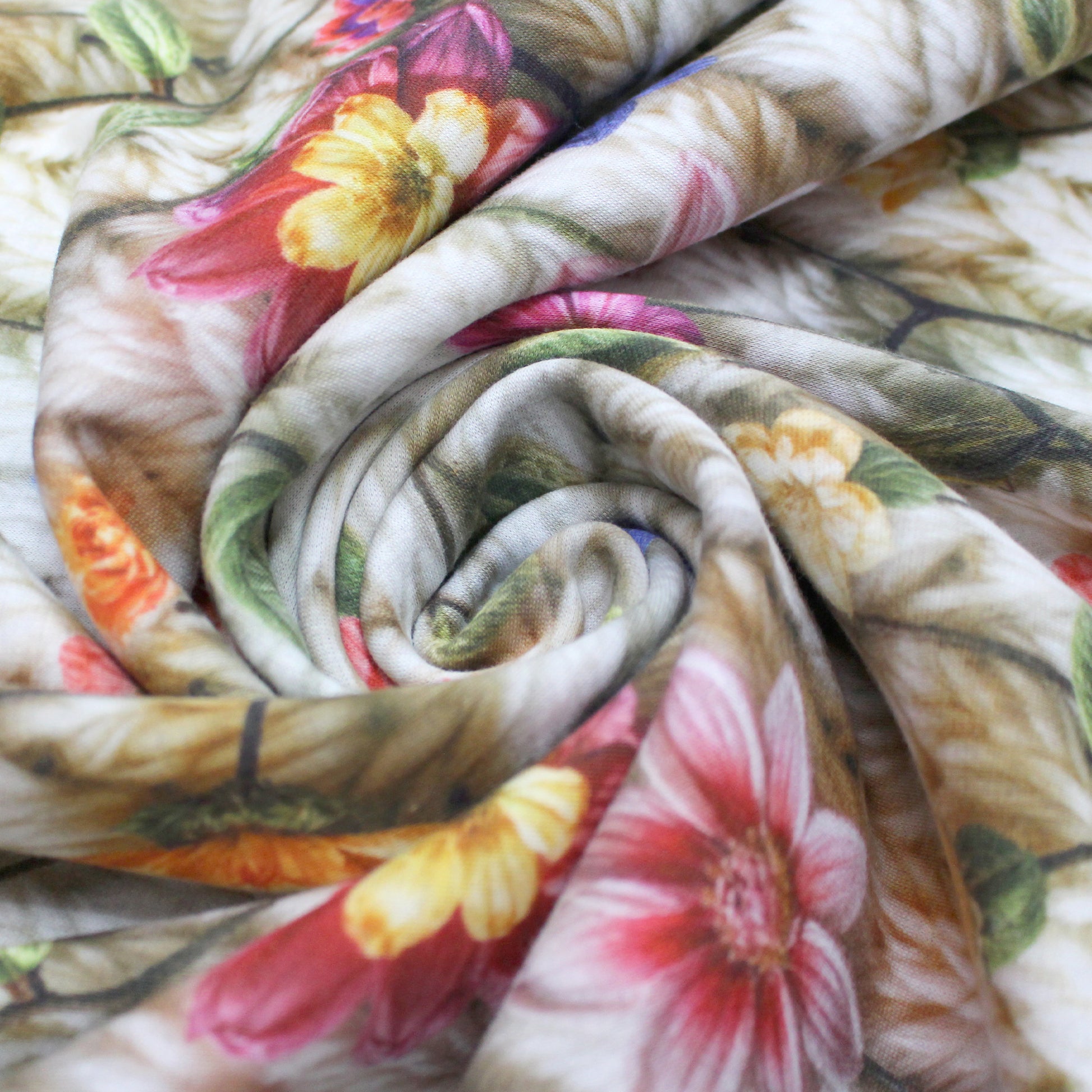 'knit bouquet' fleece backed printed jogger - multi