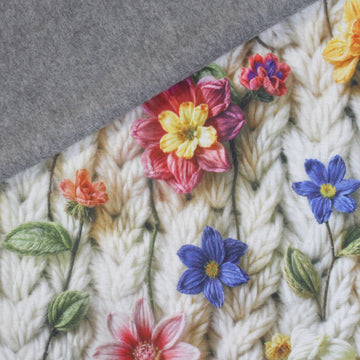 'knit bouquet' fleece backed printed jogger - multi