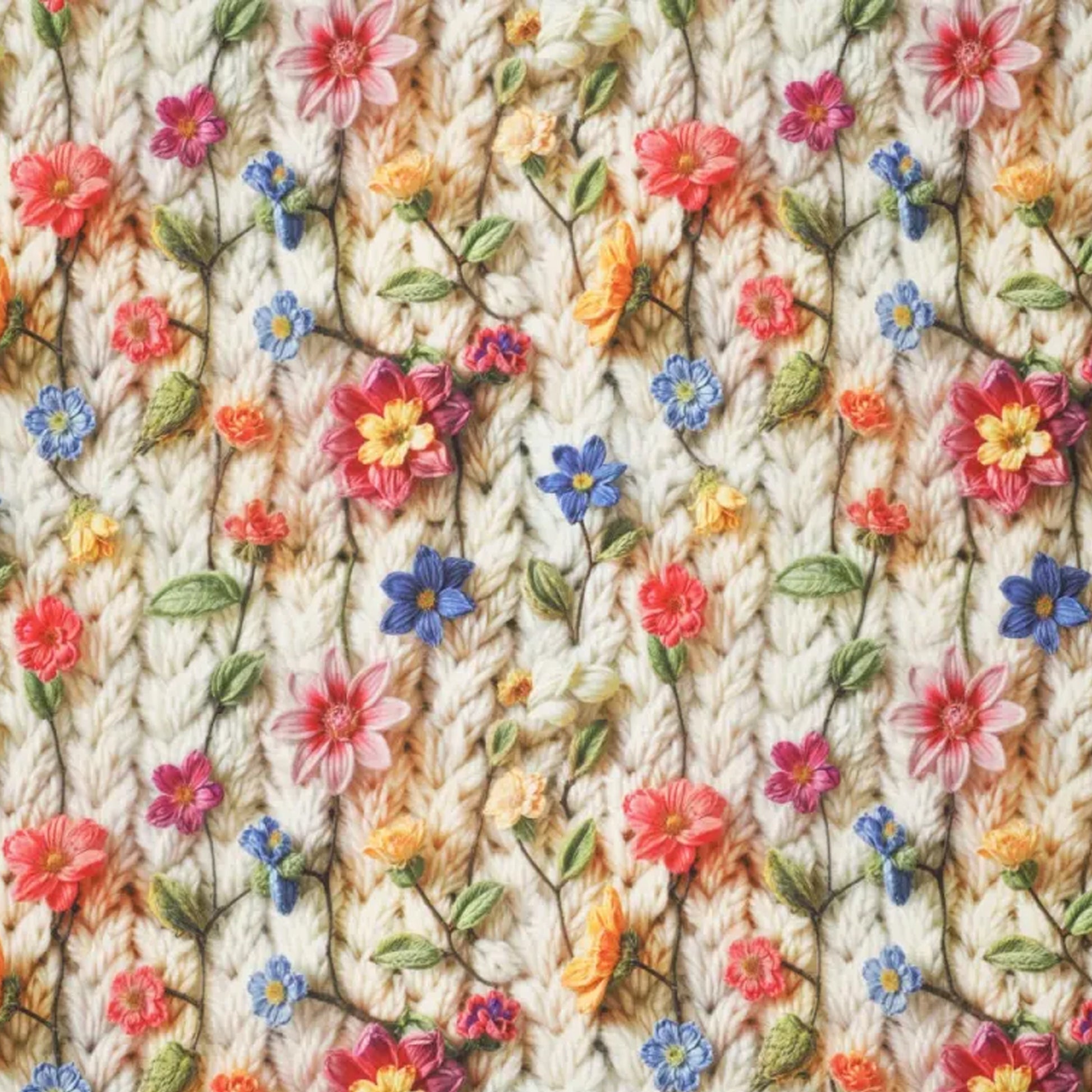 'knit bouquet' fleece backed printed jogger - multi